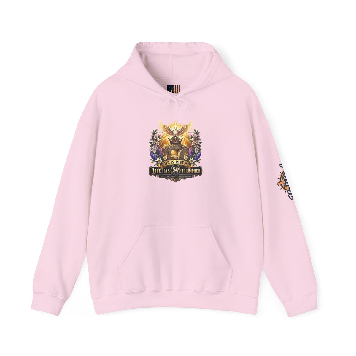 He Is Risen "Life Has Triumphed" Hoodie — Easter Resurrection Christian Hoodie Printify