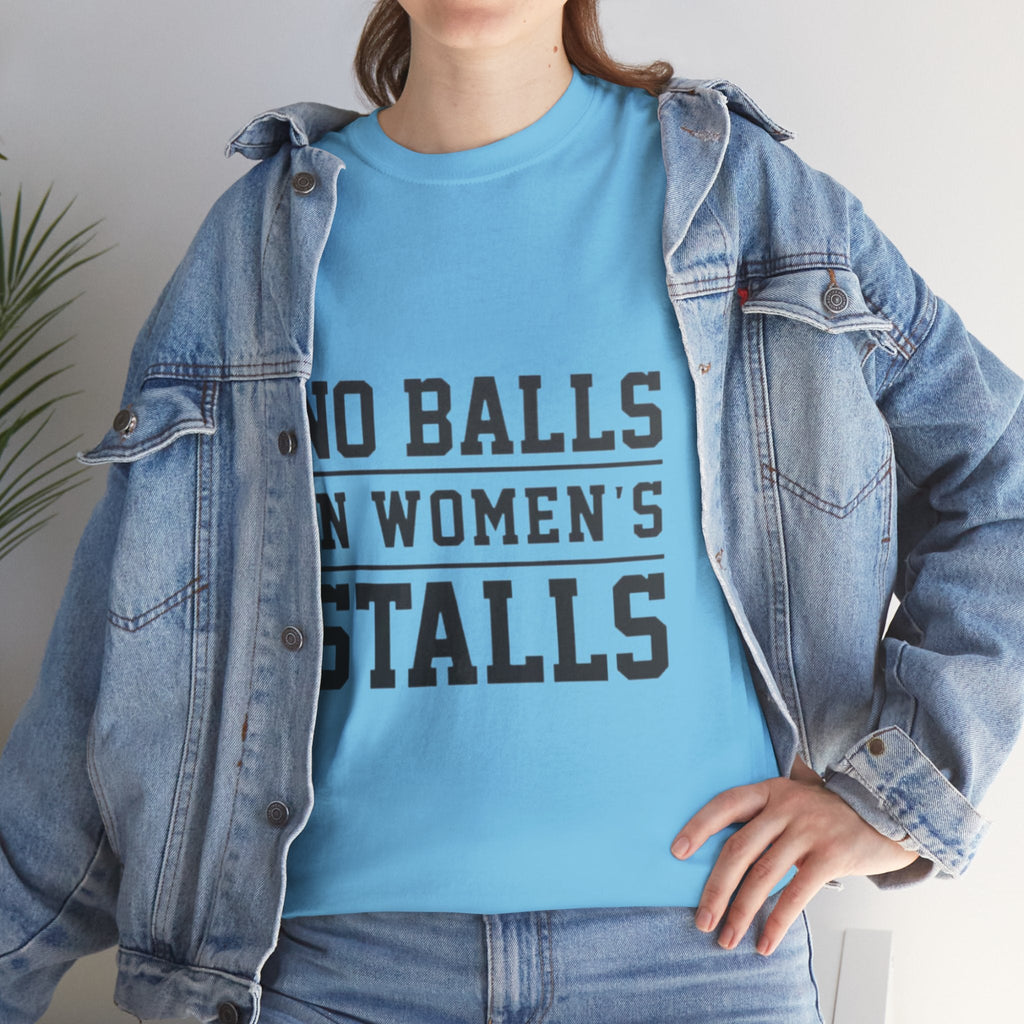 No Balls in Women's Stalls Retro Protest T-Shirt Printify
