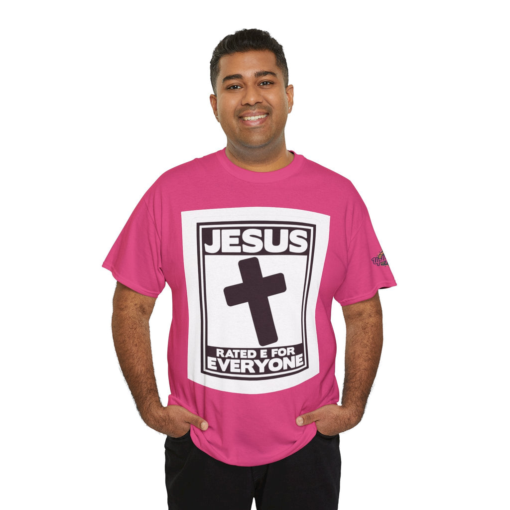Jesus, Rated E for Everyone T-shirt - Gamer Faith T-shirt - Christian Video Game Parody Printify
