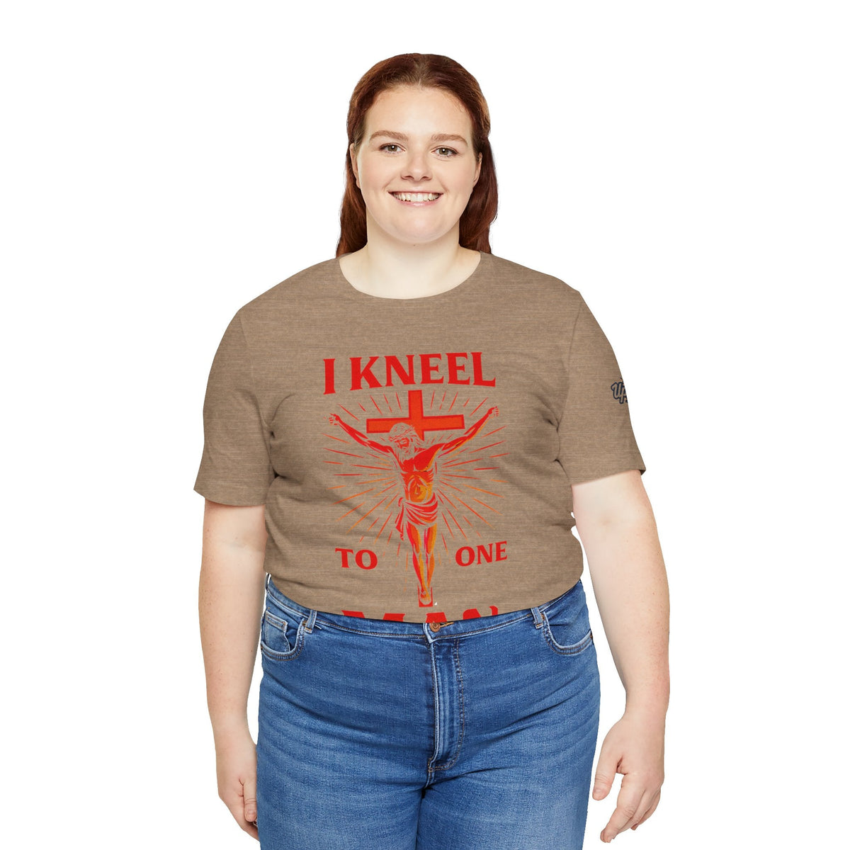 I Kneel to One Man T-shirt – Crucifixion Christian T-shirt for Unashamed Devotion & Bold Faith Printify