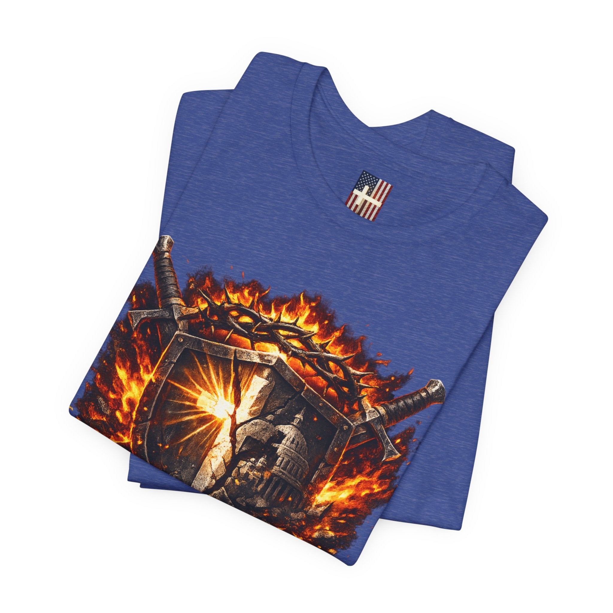 Trust God Not Government Shield Tee — Patriotic Christian Faith T-Shirt Printify