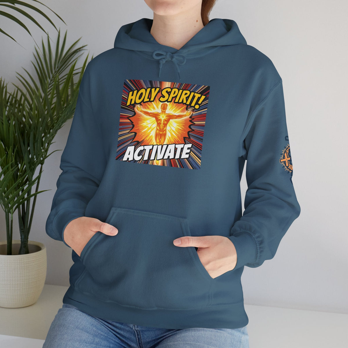 Holy Spirit Activate Hoodie – Superhero Christian Sweatshirt with Vibrant Power-Up Design for Faith-Fueled Boldness Printify