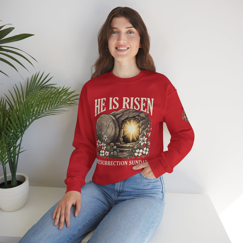 He Is Risen Sweatshirt — Jesus Christ Resurrection Easter Sweatshirt Printify