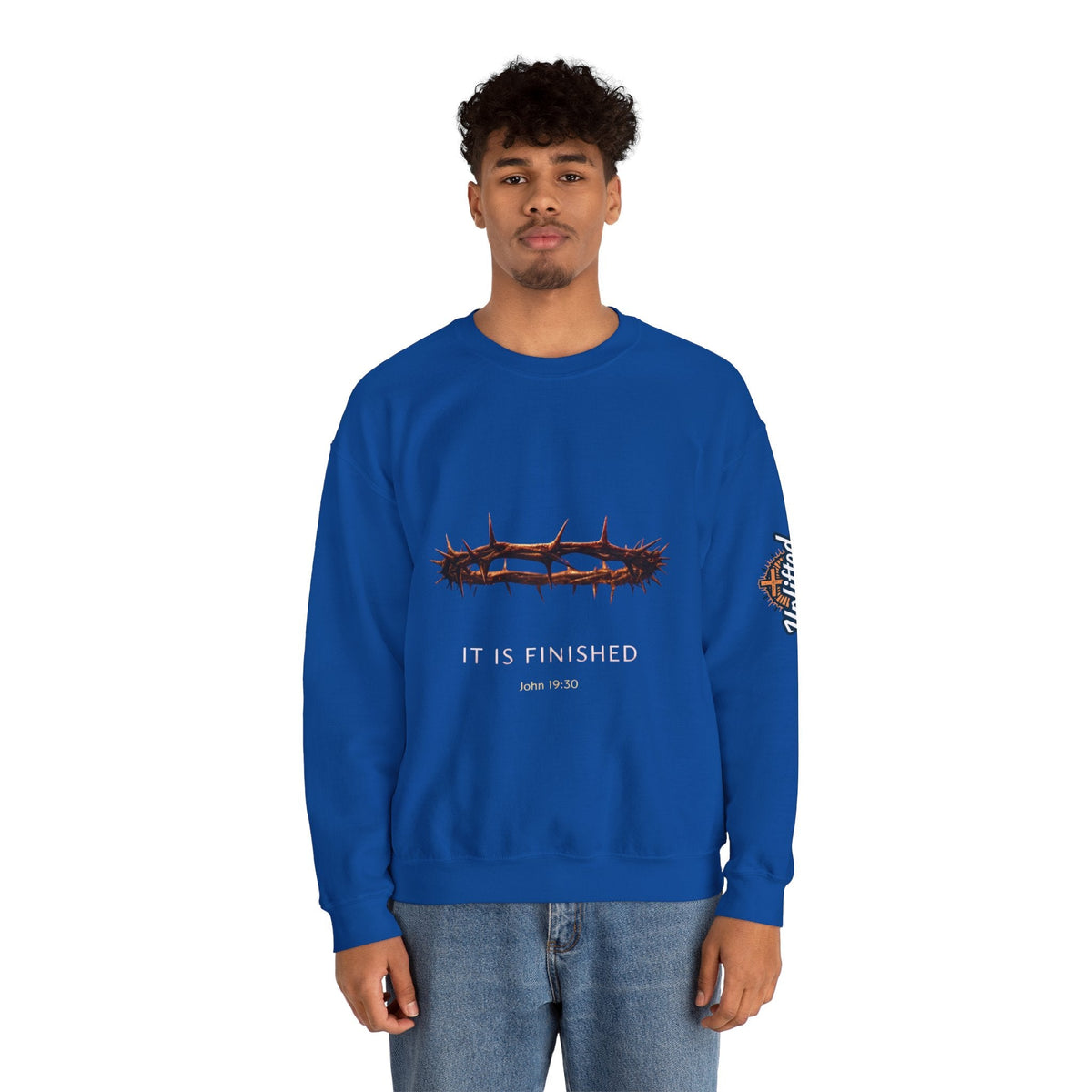 It Is Finished Crown of Thorns Sweatshirt — Christian John 19:30 Faith Sweatshirt Printify