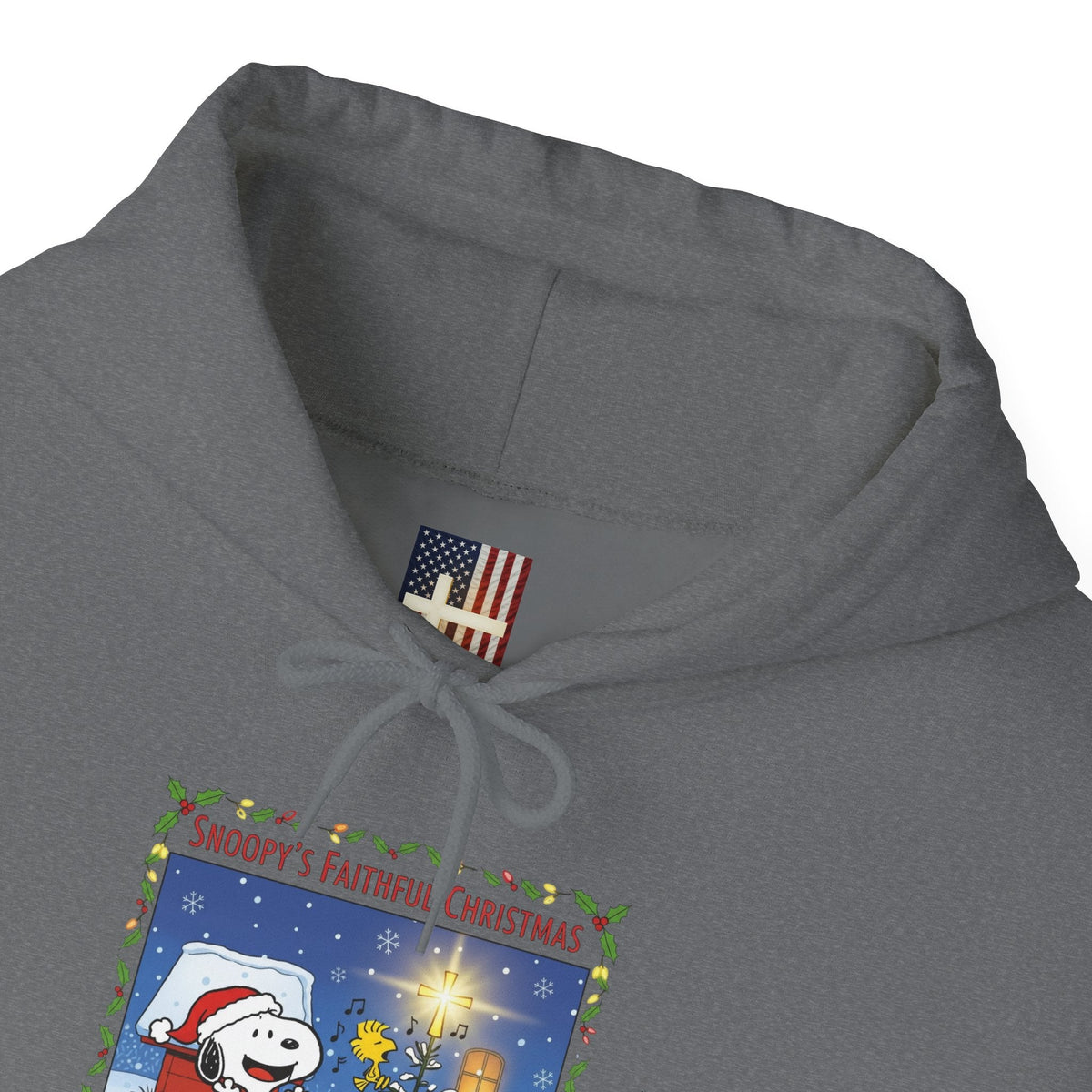 🎄 Faithful Christmas Friends – Christian Holiday Hoodie | Festive Tree & Cartoon Duo | Heartwarming Christmas Tee by Uplifted Gear Printify