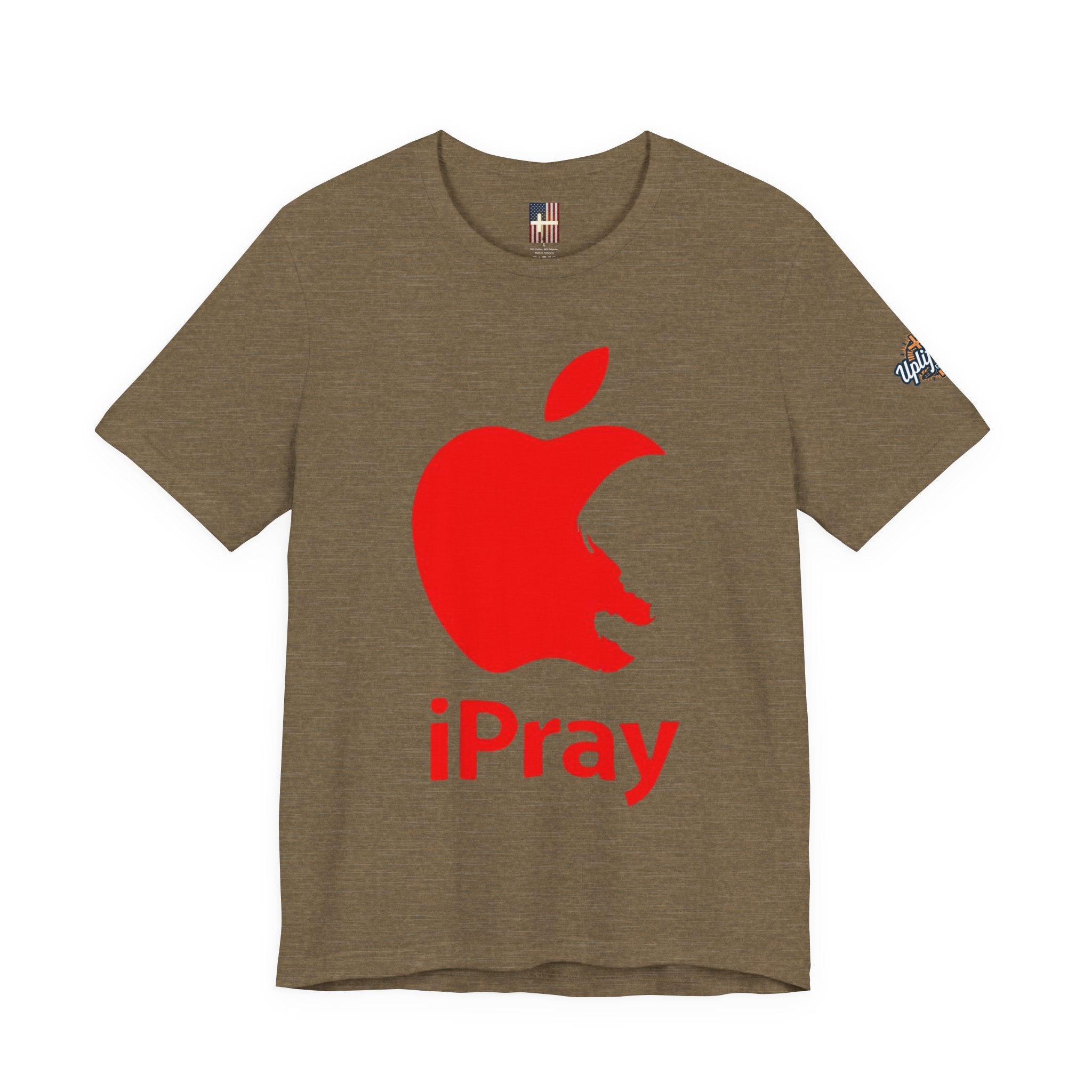 iPray Red Apple Christian T-Shirt — Faith Graphic Tee Printify