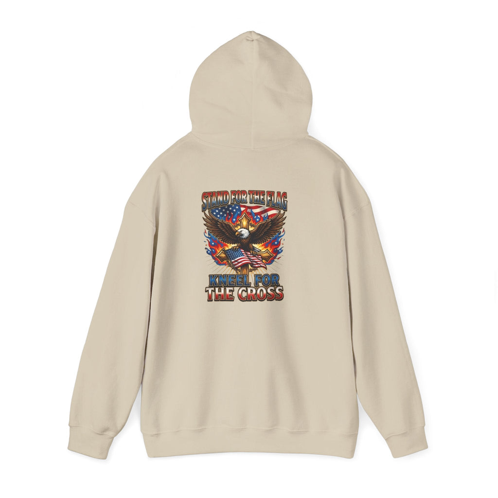 Stand for the Flag Kneel for the Cross Hoodie | Patriotic Eagle Hoodie Printify