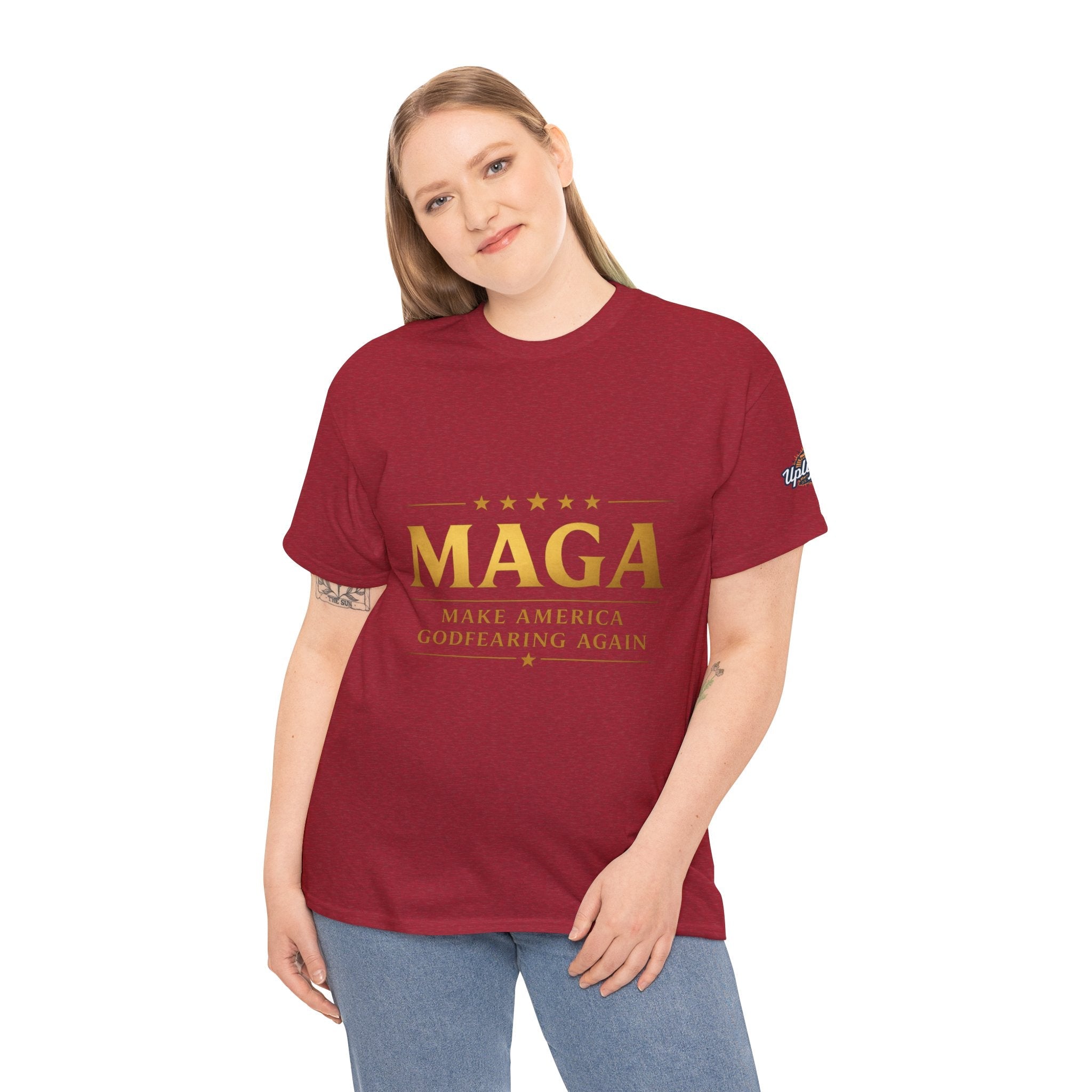 MAGA Gold Letter T-Shirt — "Make America Great Again" Printify