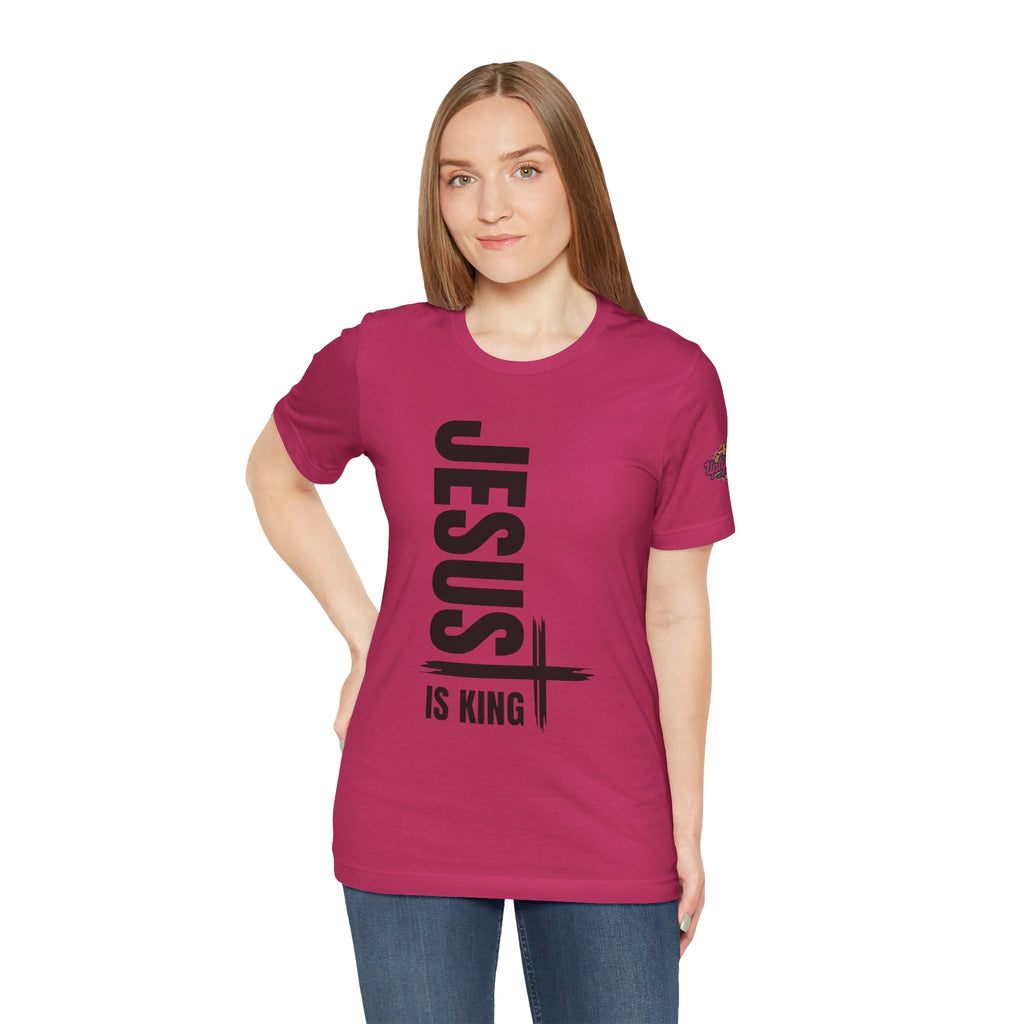Jesus Is King T-shirt | Modern Typographic Cross Christian T-shirt Printify