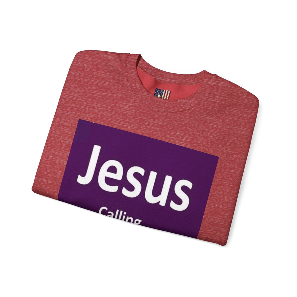 Jesus Calling Sweatshirt – Funny Cell Phone Screen Christian Sweatshirt for Divine Connection & Faith Humor Printify