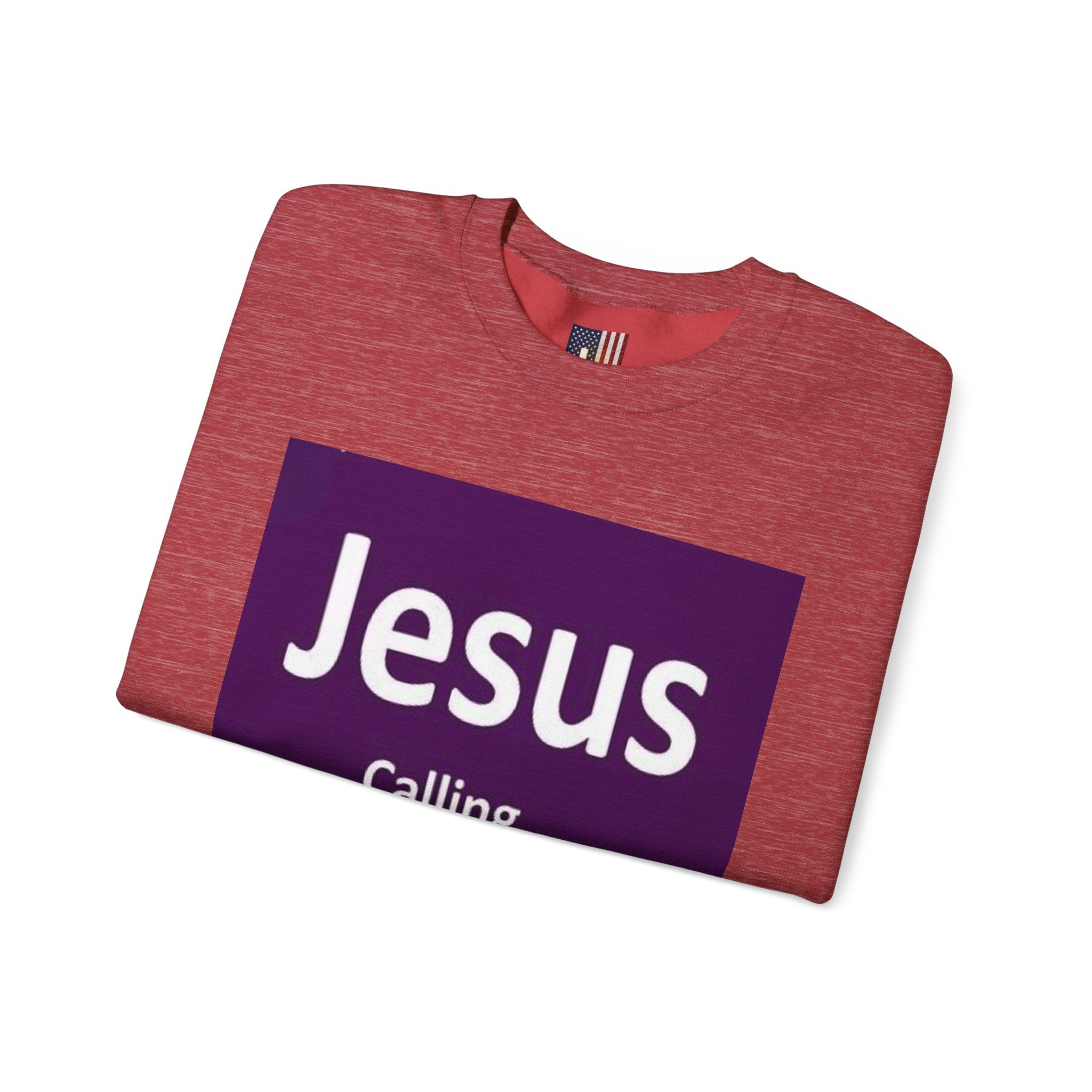 Jesus Calling Sweatshirt – Funny Cell Phone Screen Christian Sweatshirt for Divine Connection & Faith Humor Printify