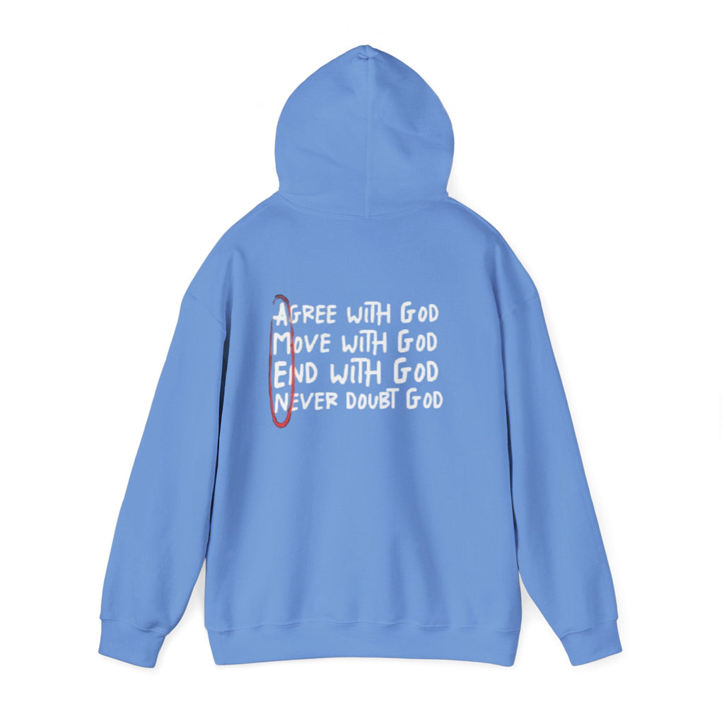 AMEN Acronym Hoodie – Agree with God Move with God End with God Never Doubt God Christian Sweatshirt for Unwavering Faith Printify