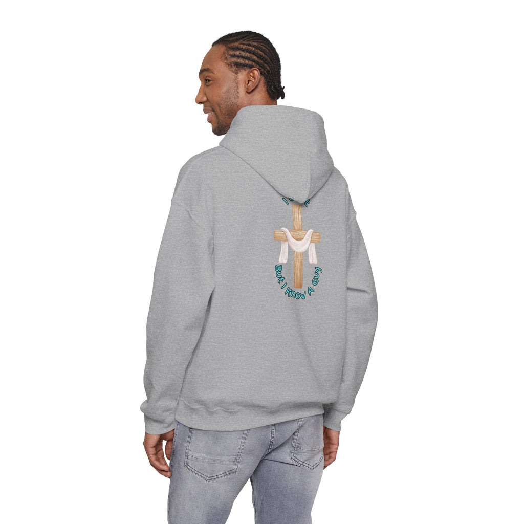 I Can’t, But I Know a Guy Hoodie – Jesus Cross Christian Hoodie for Cozy Faith Printify