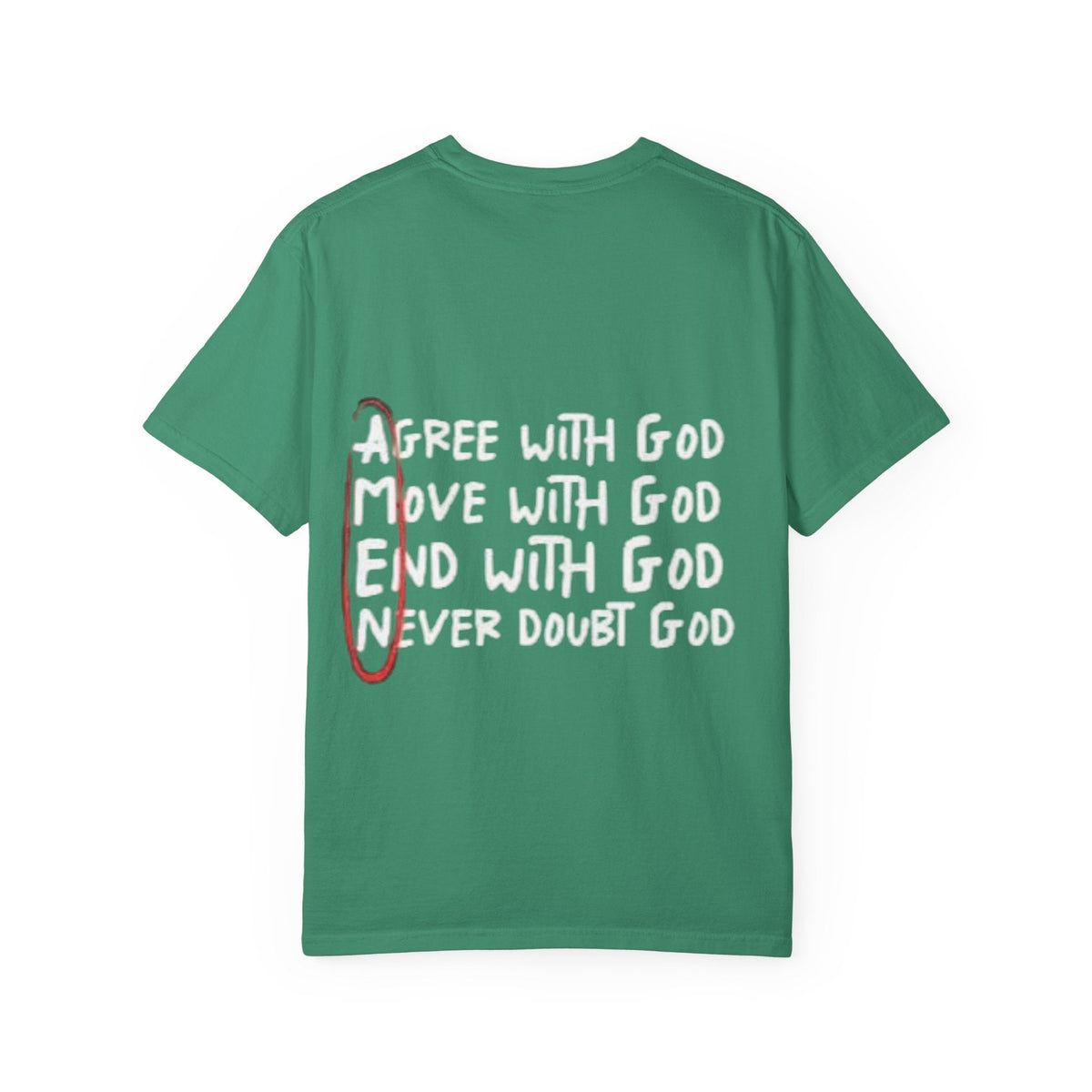 AMEN Acronym T-Shirt – Always Agree with God Move with God End with God Never Doubt God Christian Tee for Unwavering Faith Printify