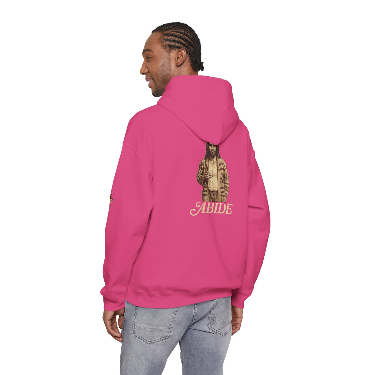 Abide Jesus Hoodie — Vintage 'The Dude' Religious Graphic Hoodie Printify