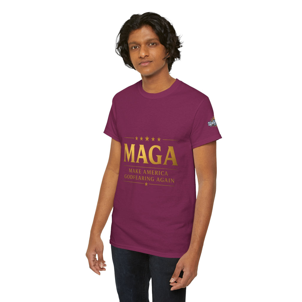 MAGA Gold Letter T-Shirt — "Make America Great Again" Printify