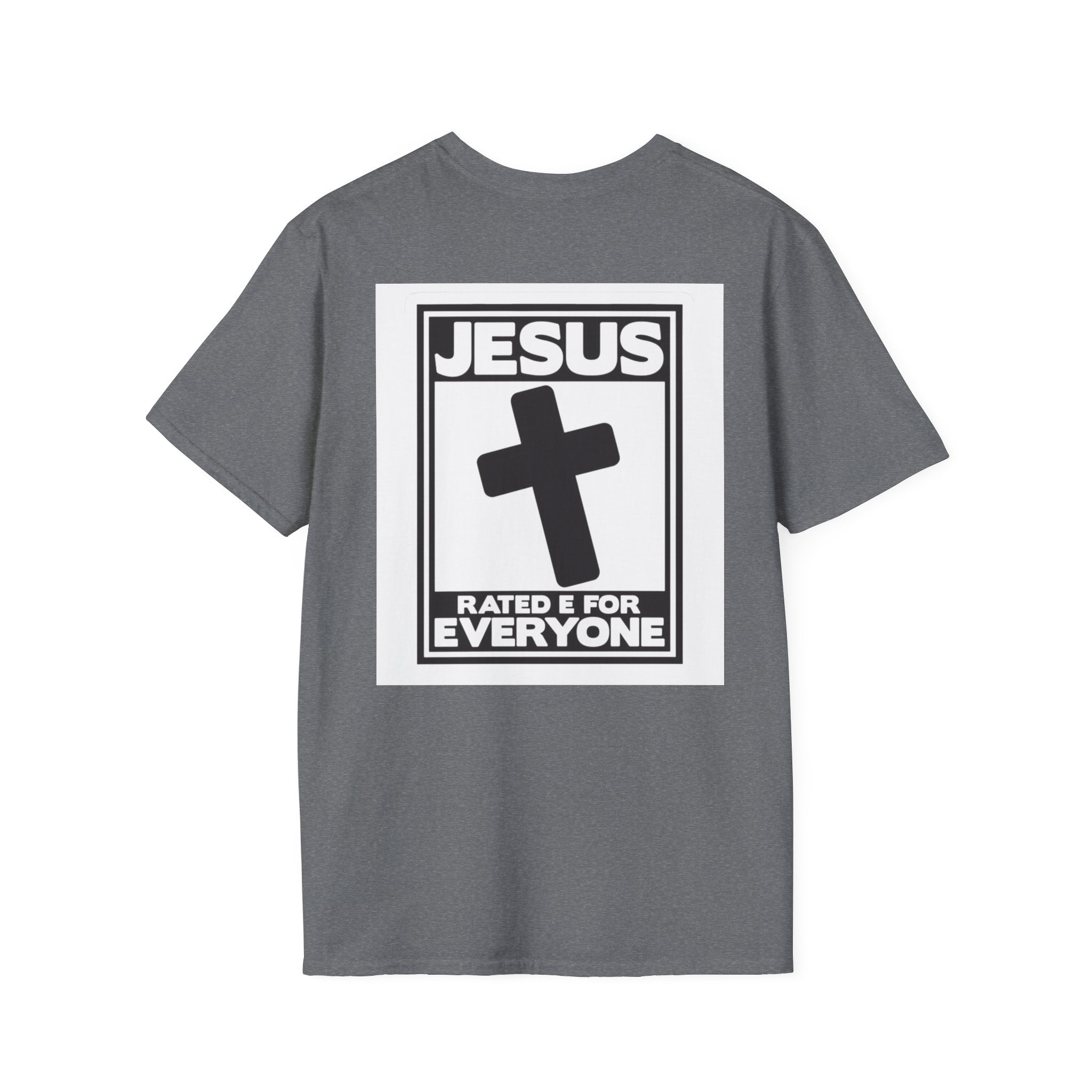 Jesus, Rated E for Everyone T-shirt - Gamer Faith T-shirt - Christian Video Game Parody Printify
