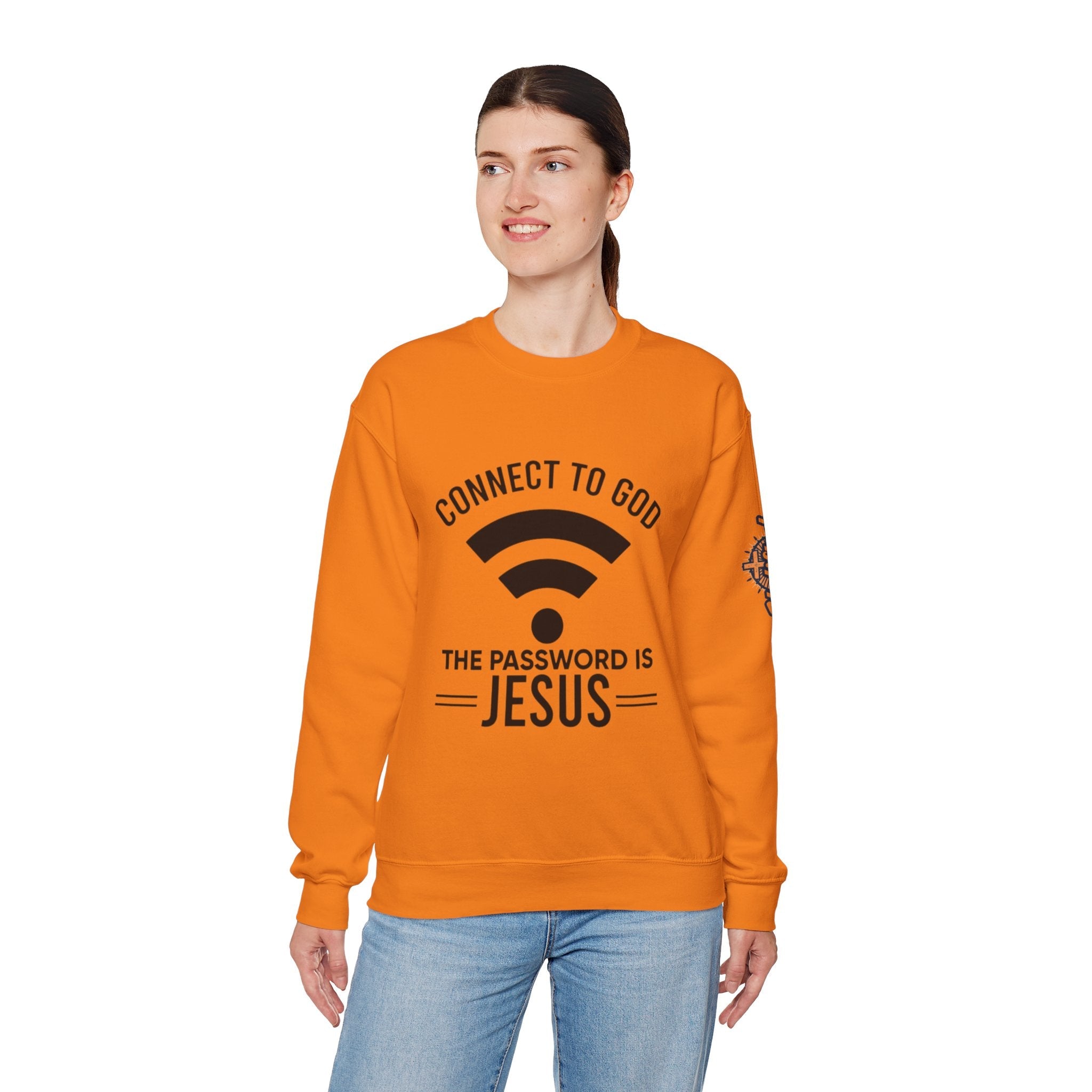 Connect to God Sweatshirt - WIFI Password is Jesus - Funny Christian Faith Sweatshirt Printify