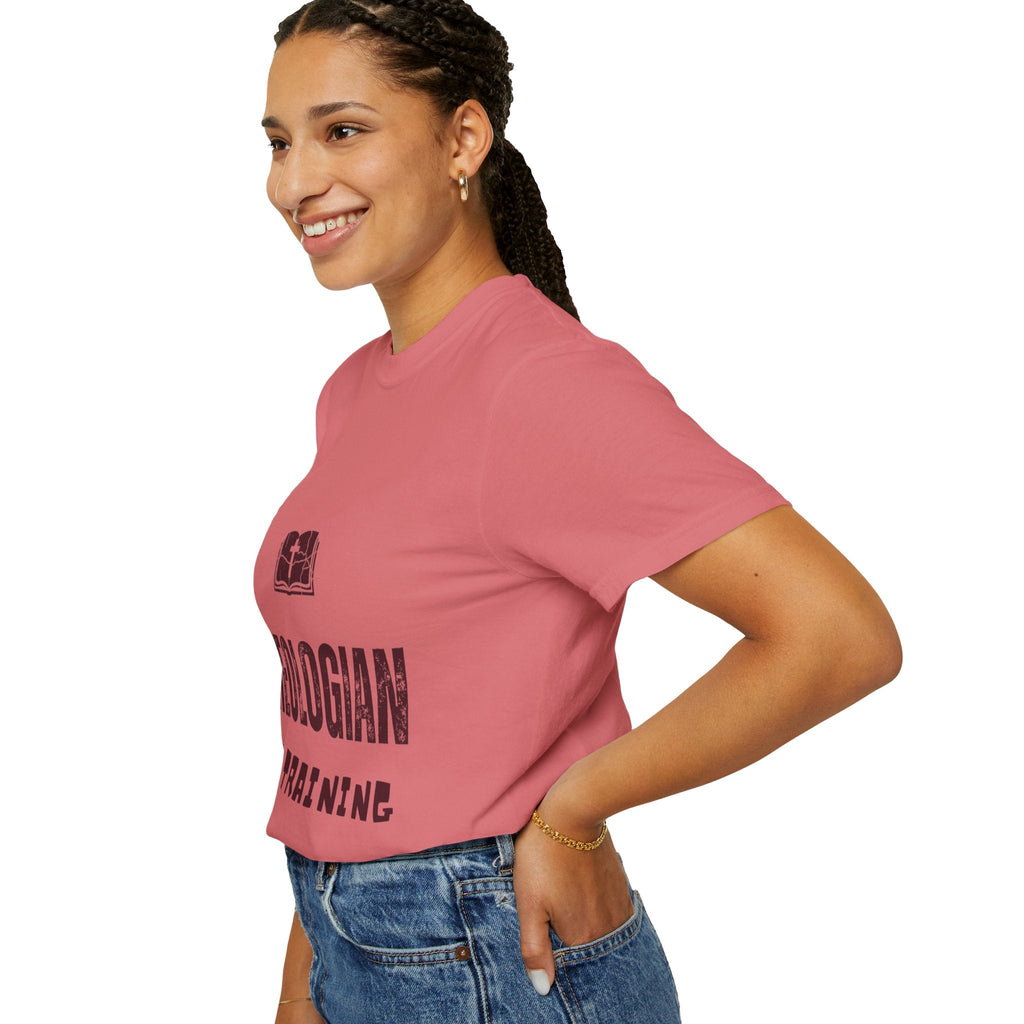 Theologian in Training T-Shirt – Open Bible & Cross Christian Tee for Faithful Learners Printify