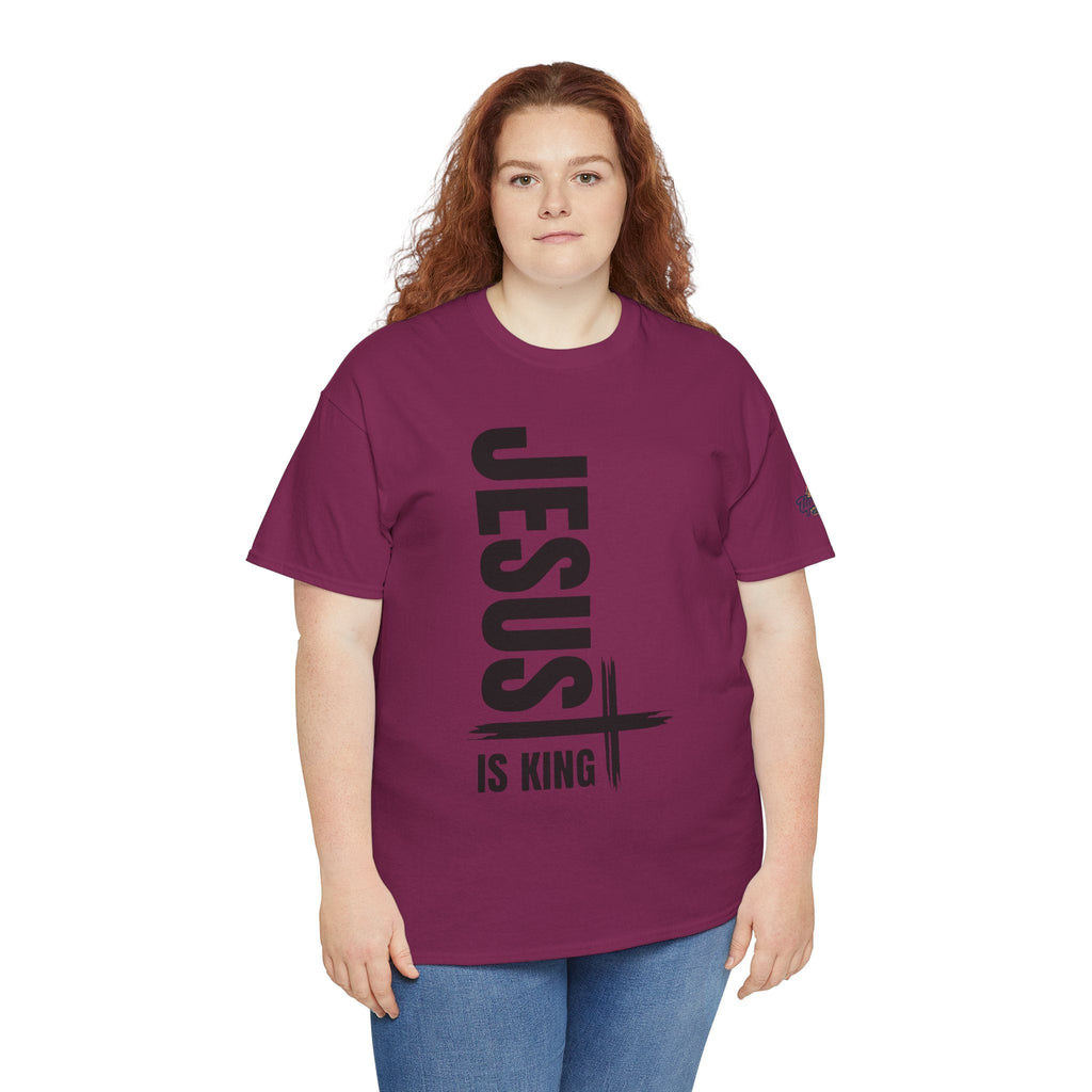 Jesus Is King T-shirt | Modern Typographic Cross Christian T-shirt Printify