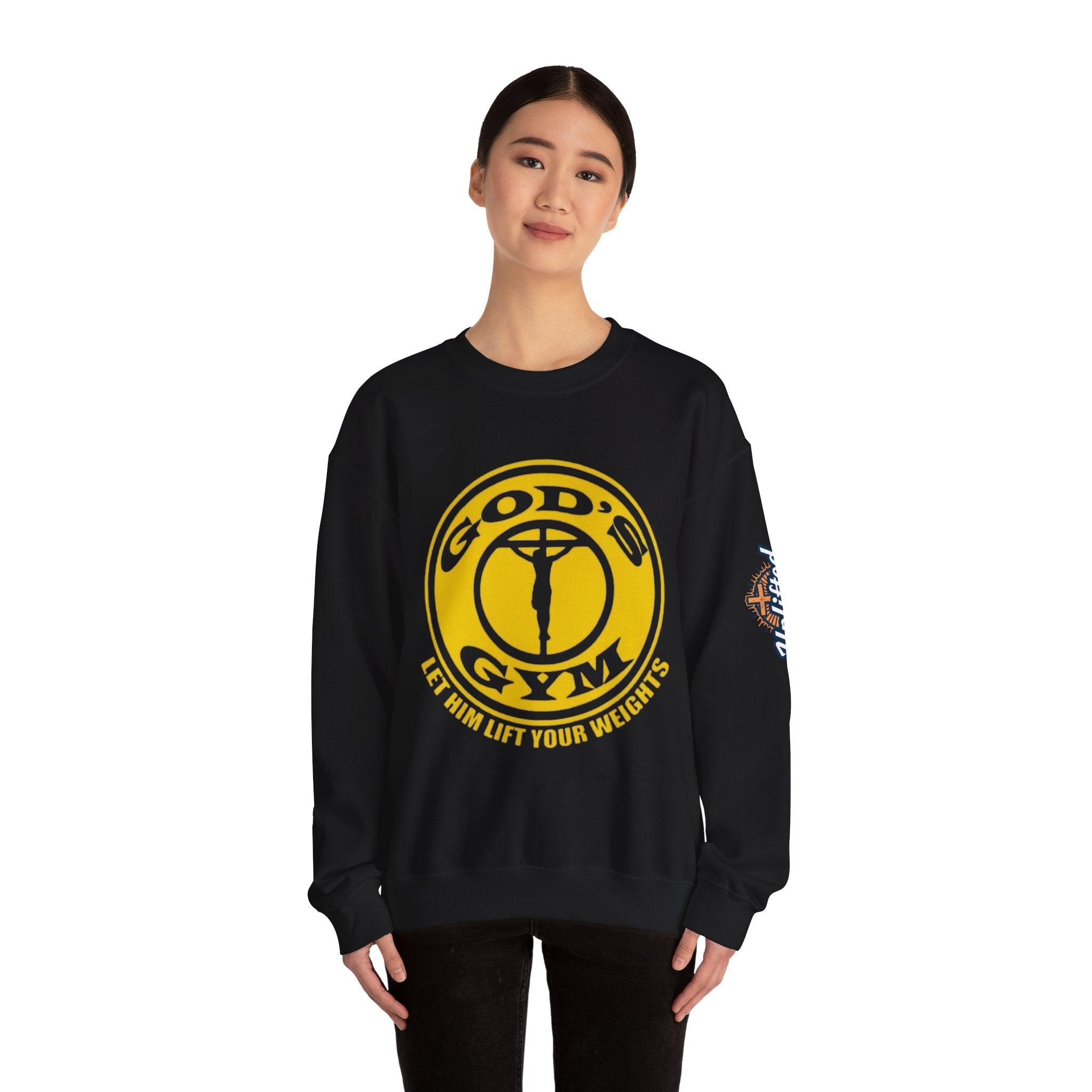 God's Gym Sweatshirt — "Let Him Lift Your Weights" Christian Fitness Sweatshirt Printify