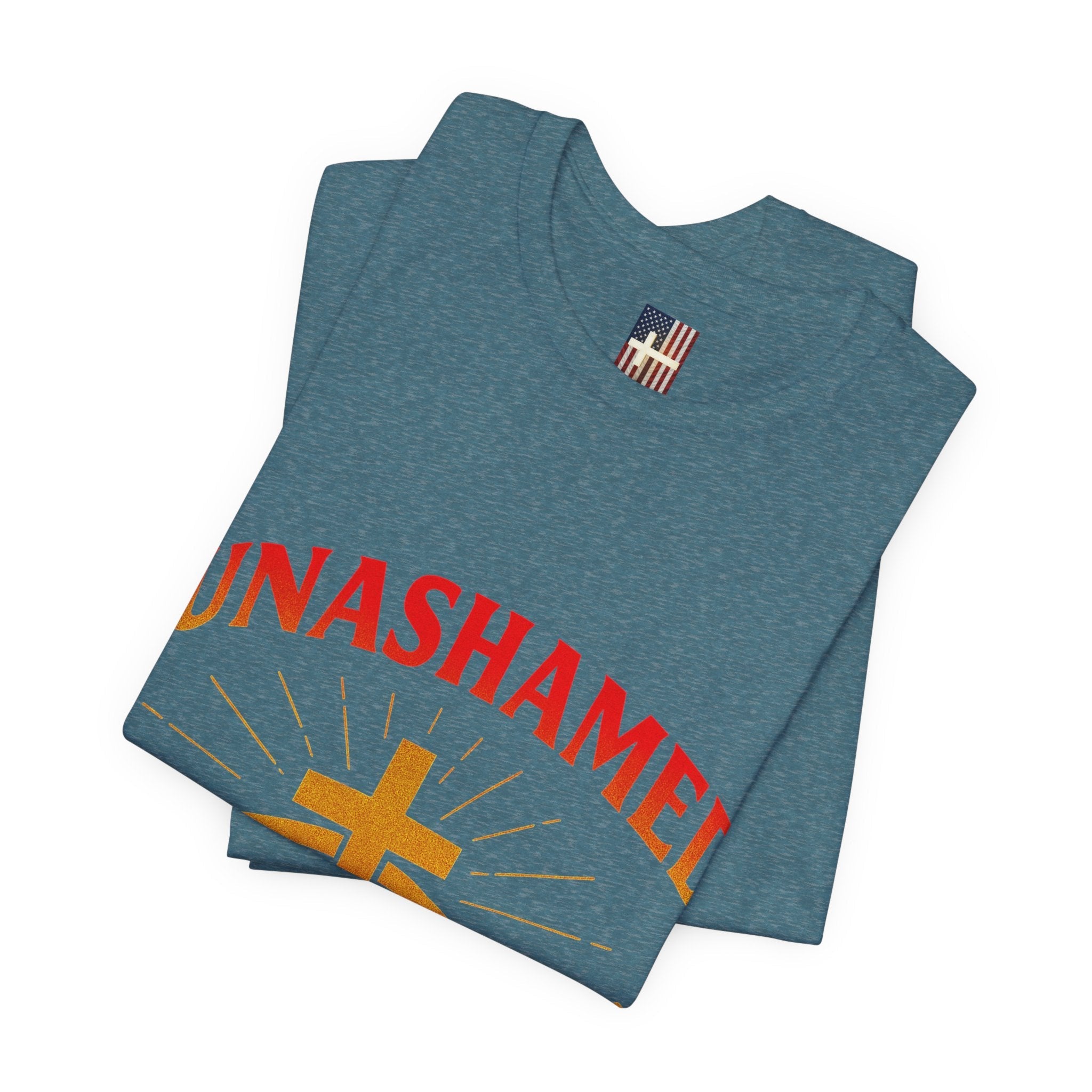 Unashamed T-shirt – Ichthys Jesus Fish & Cross Christian T-shirt for Romans 1:16 Bold Faith Printify