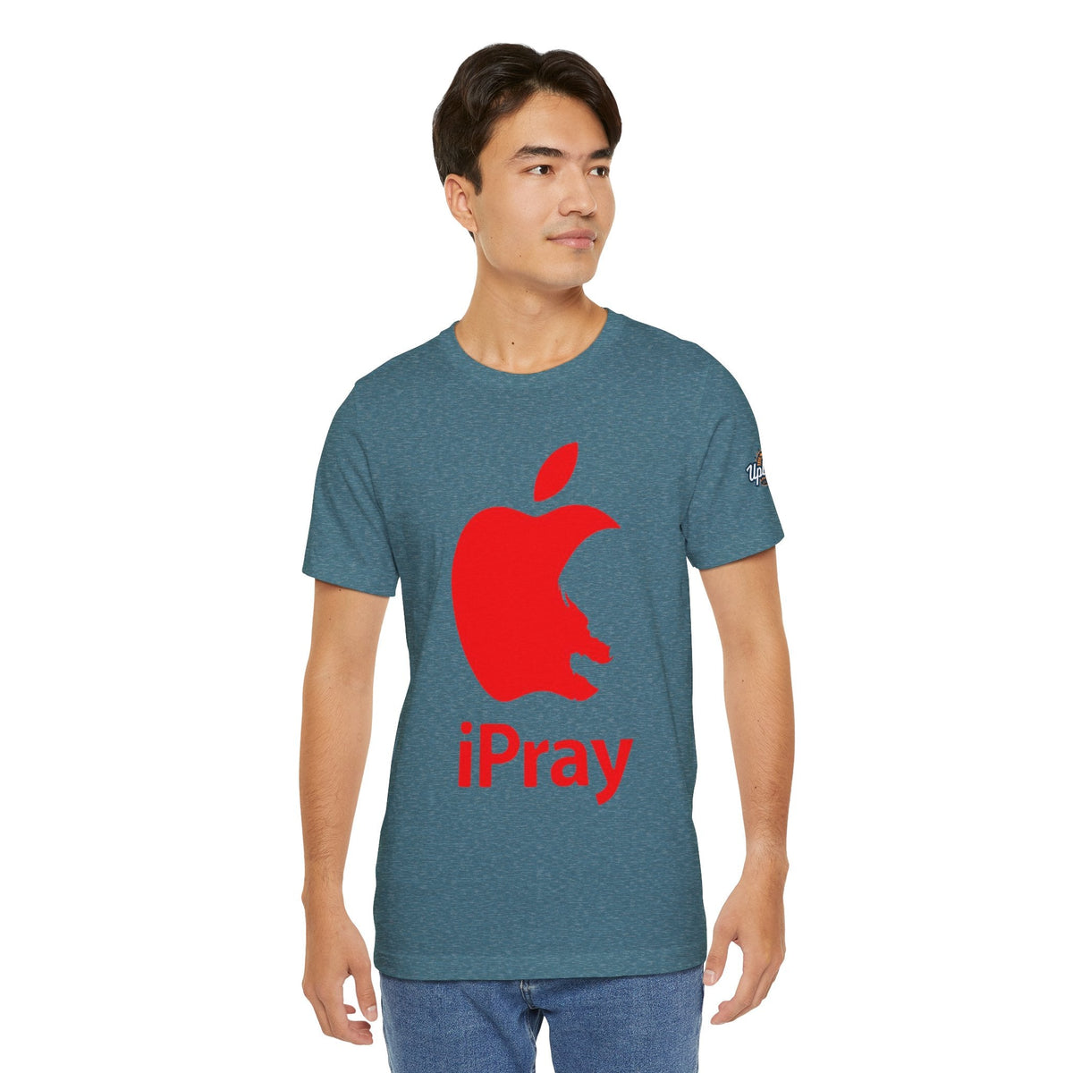 iPray Red Apple Christian T-Shirt — Faith Graphic Tee Printify