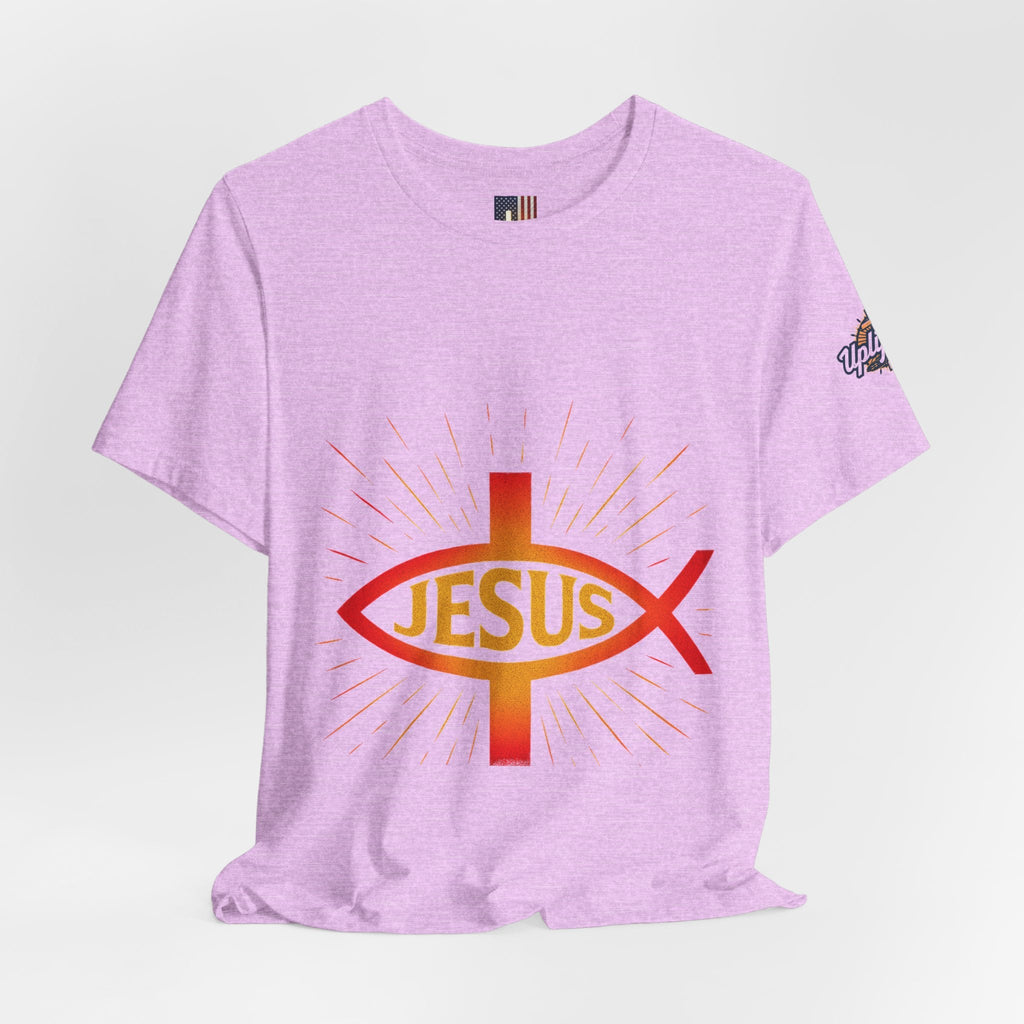 Jesus Ichthys T-shirt – Christian Fish Symbol with Cross & Jesus Inscription T-shirt for Eternal Faith & Streetwear Printify