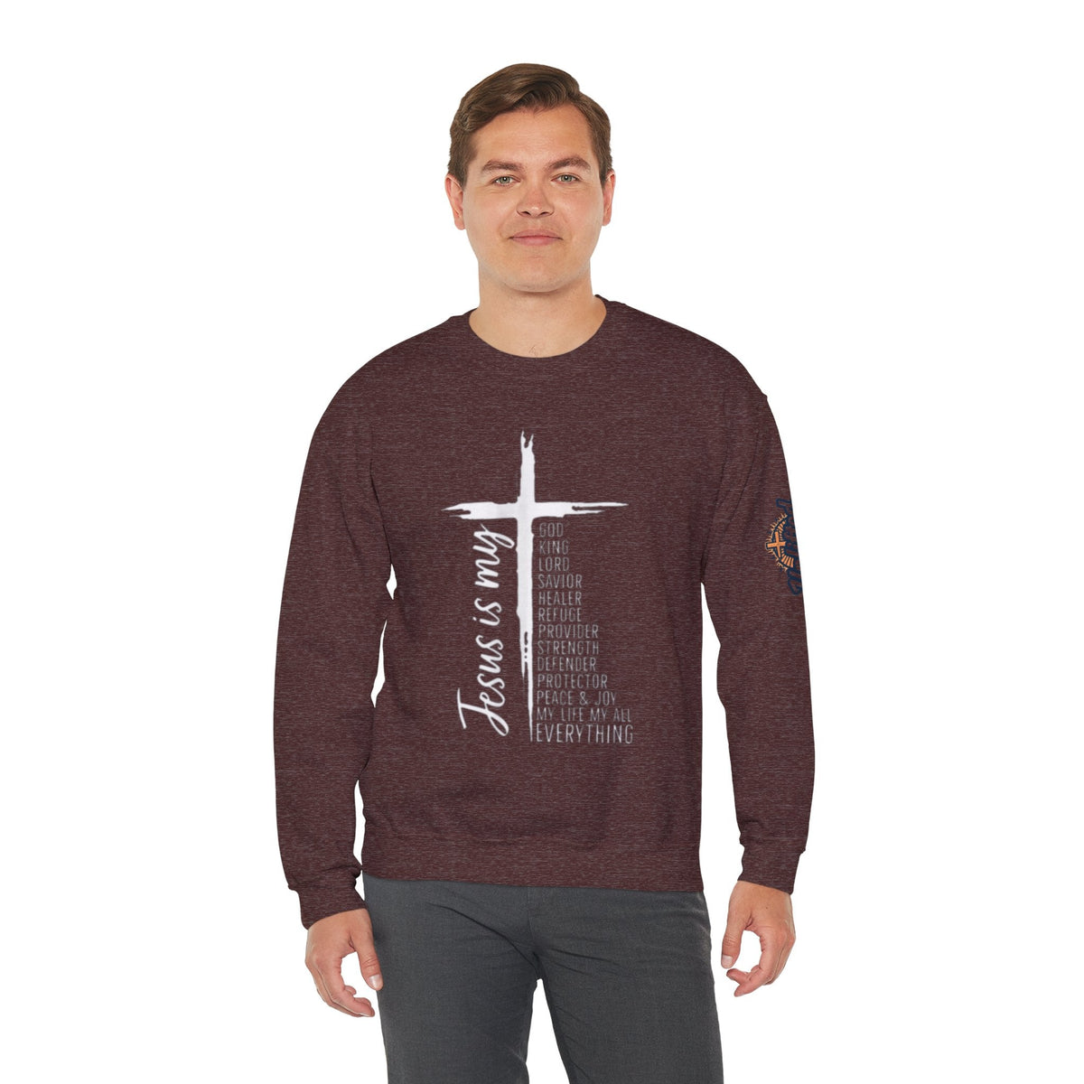 Jesus Is My Everything Sweatshirt – Cross List God King Lord Savior Christian Sweatshirt for Total Surrender Faith Printify