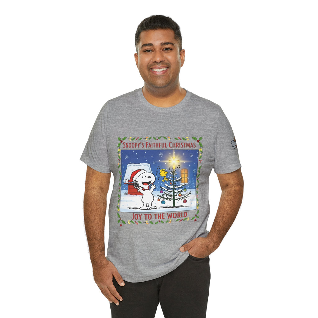 🎄 Faithful Christmas Friends – Christian Holiday T-Shirt | Festive Tree & Cartoon Duo | Heartwarming Christmas Tee by Uplifted Gear Printify