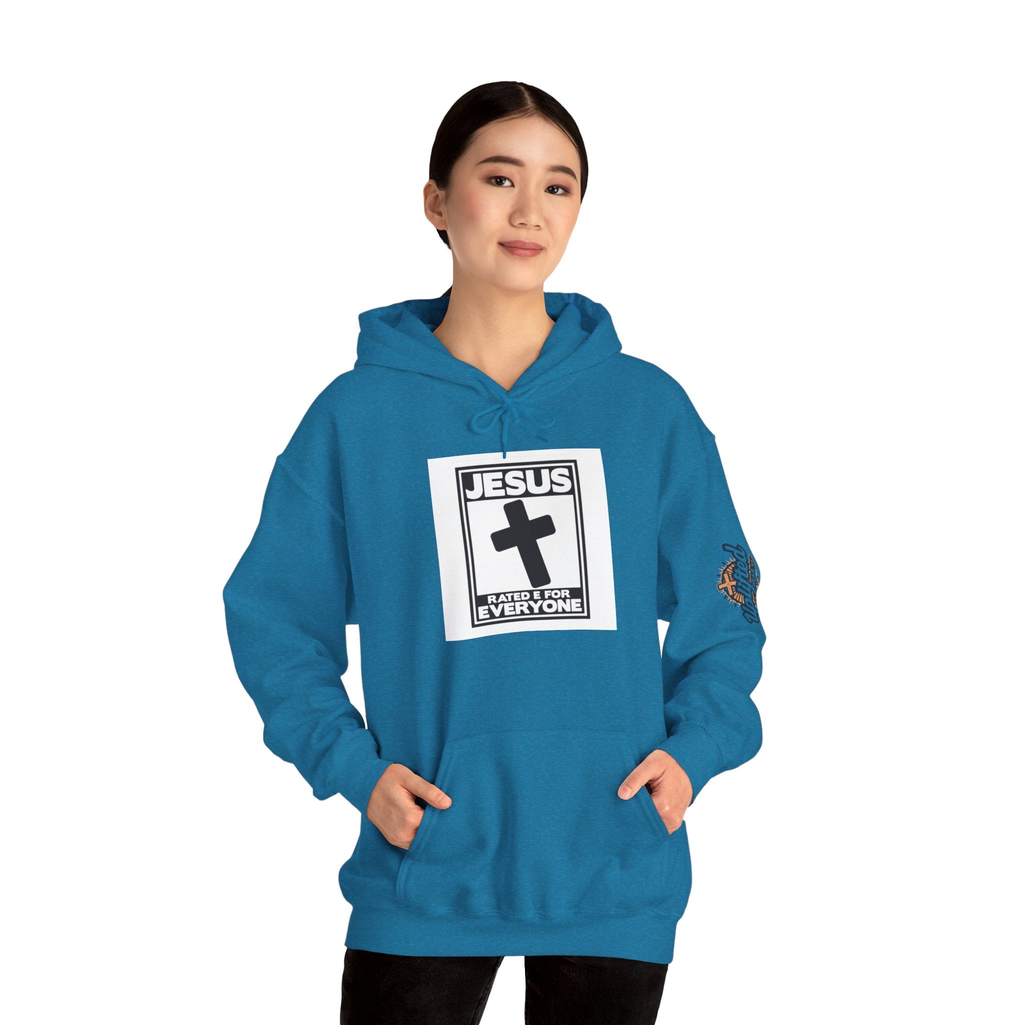 Jesus, Rated E for Everyone Hoodie - Gamer Faith Hoodie - Christian Video Game Parody Printify