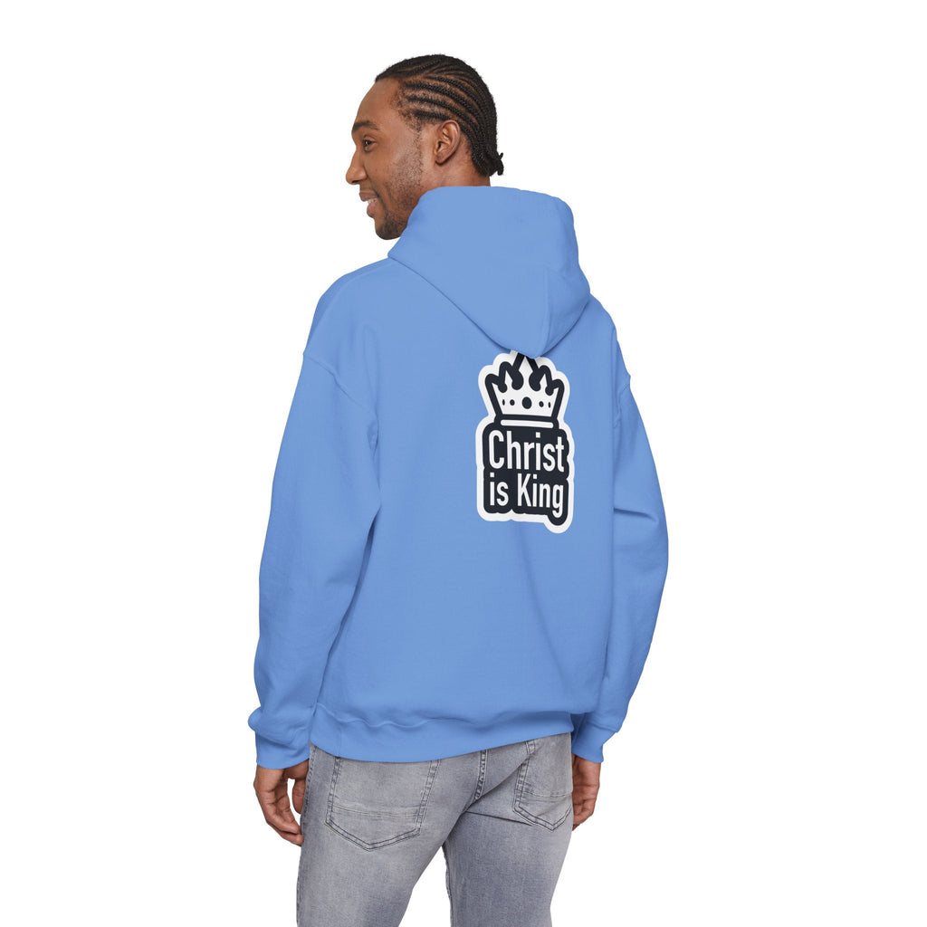 Christ is King Hoodie – Bold Crown & Cross Christian Sweatshirt for Unshakable Faith Printify