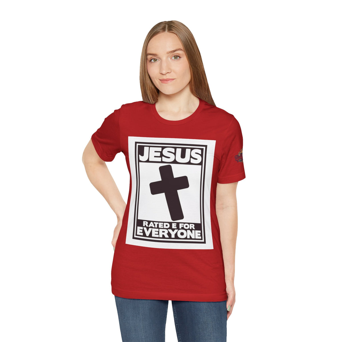 Jesus, Rated E for Everyone T-shirt - Gamer Faith T-shirt - Christian Video Game Parody Printify