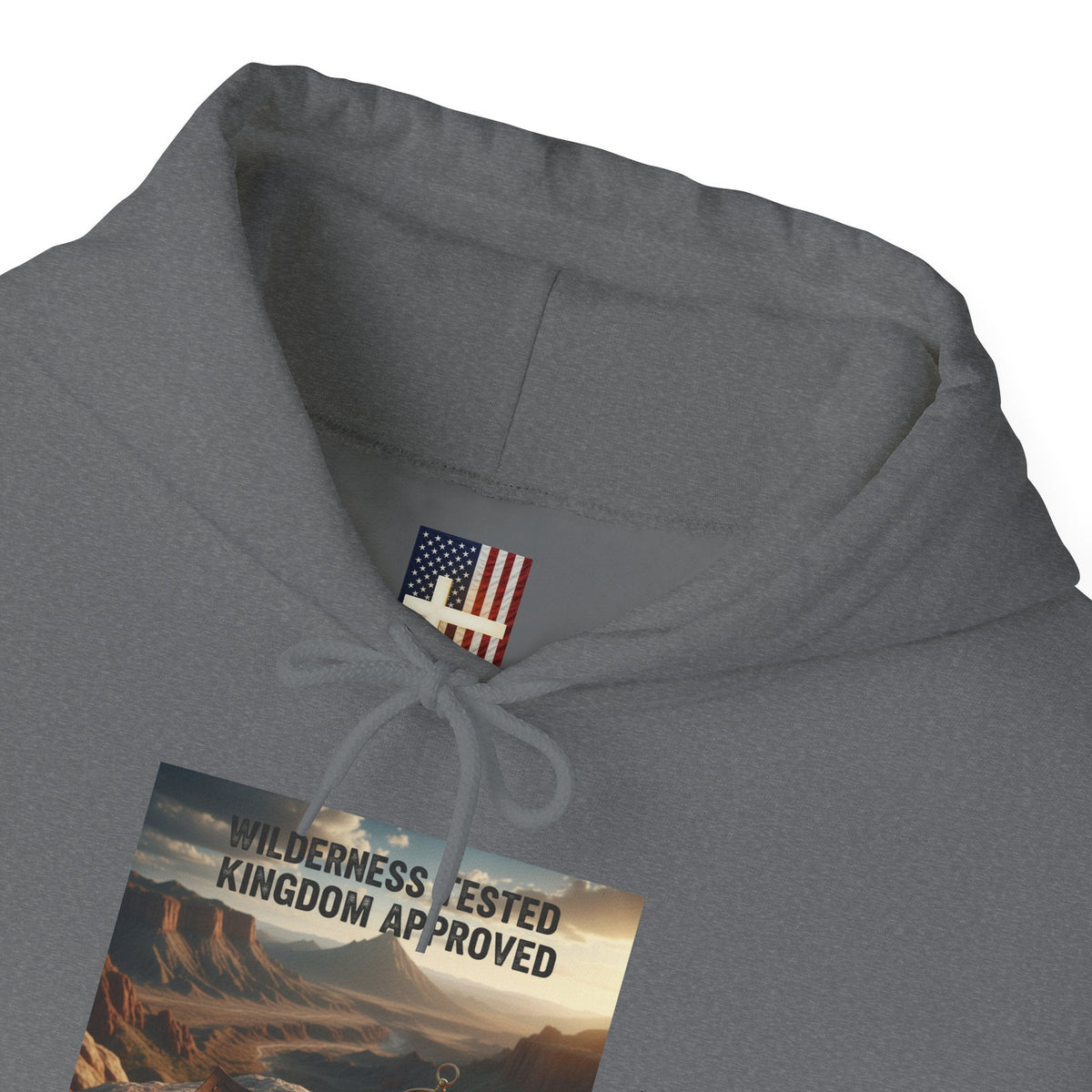Wilderness Tested Kingdom Approved Hoodie – Mountain Desert Compass Crown Christian Sweatshirt for Biblical Adventure Faith Printify