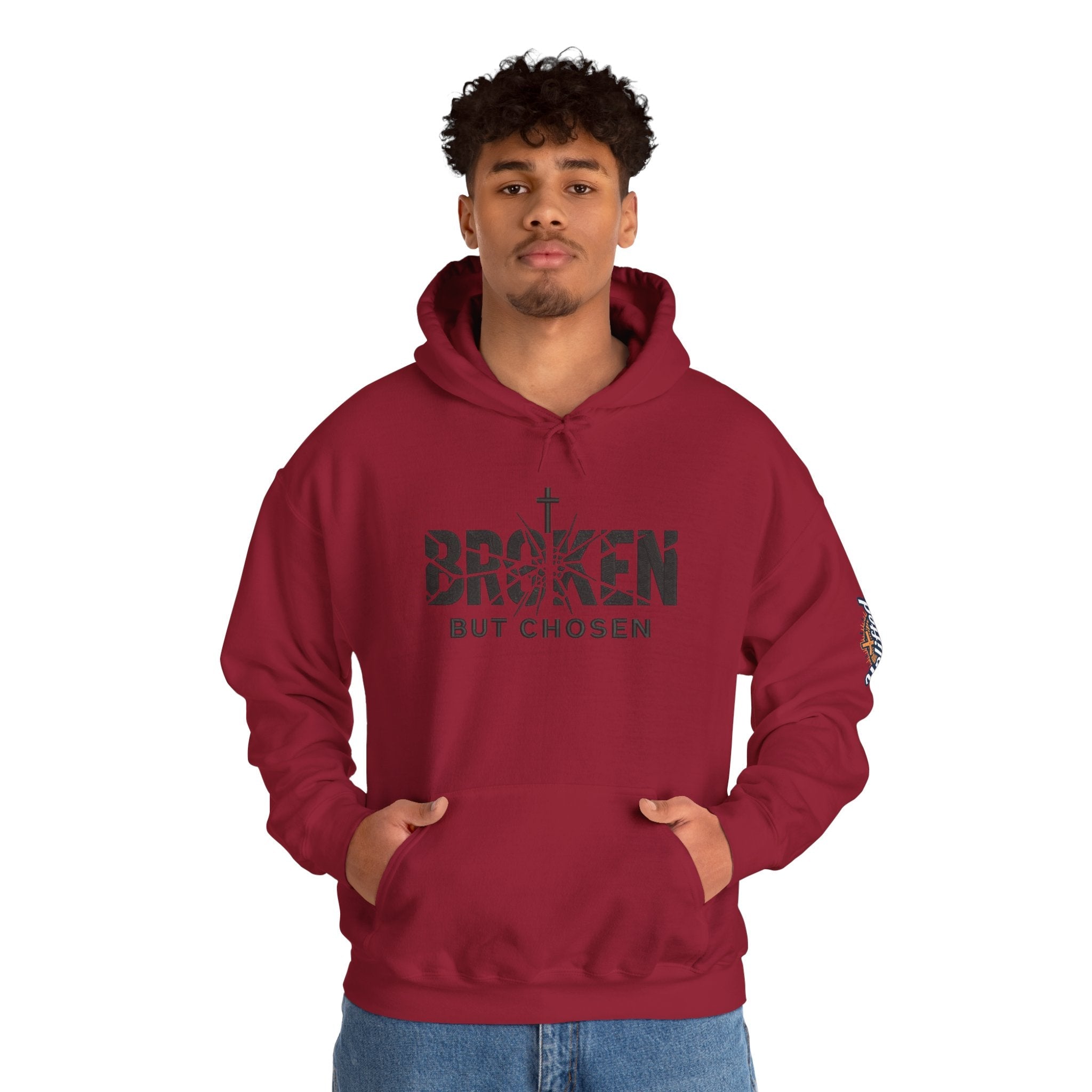 Broken But Chosen Hoodie — Christian Faith Graphic Sweatshirt Printify