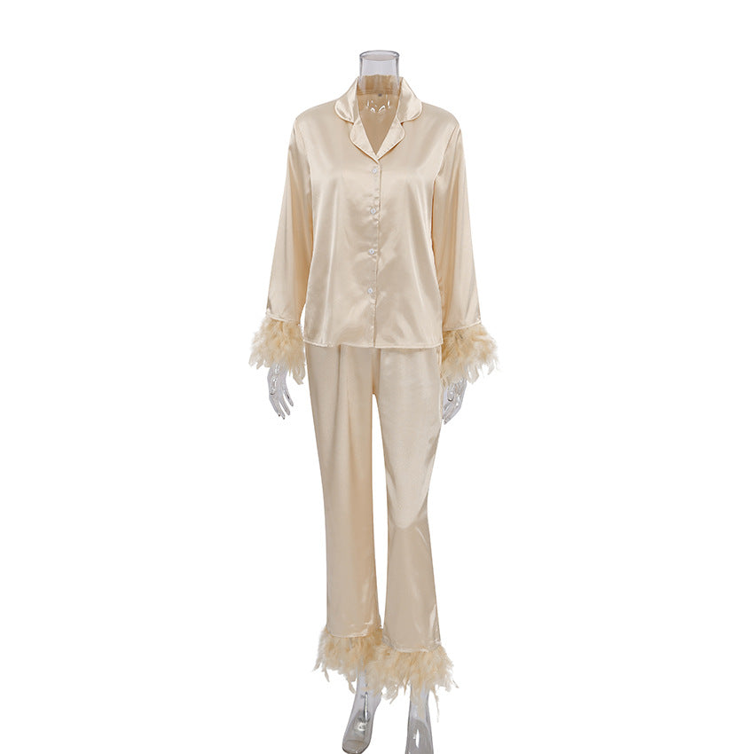 Heavenly Feathered Silk Pajamas in color options Pretty Little Patriot