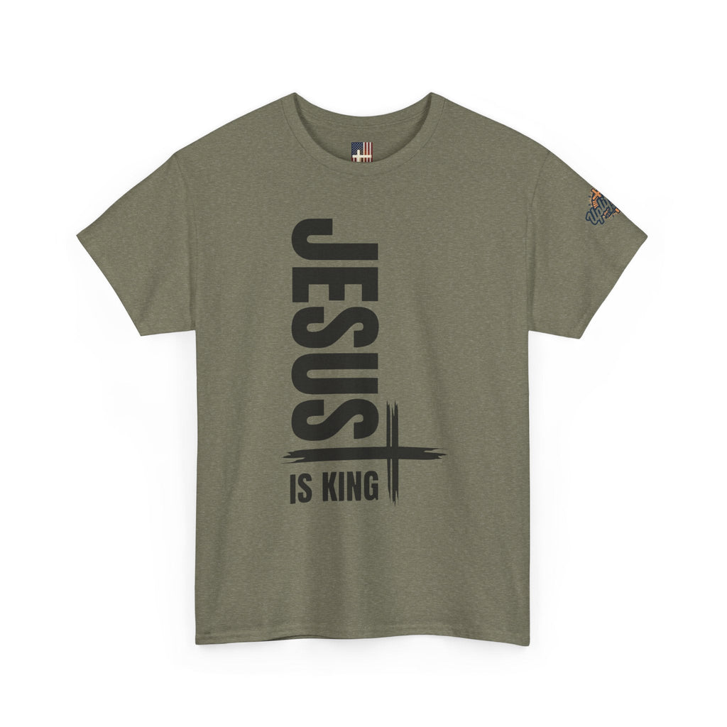 Jesus Is King T-shirt | Modern Typographic Cross Christian T-shirt Printify