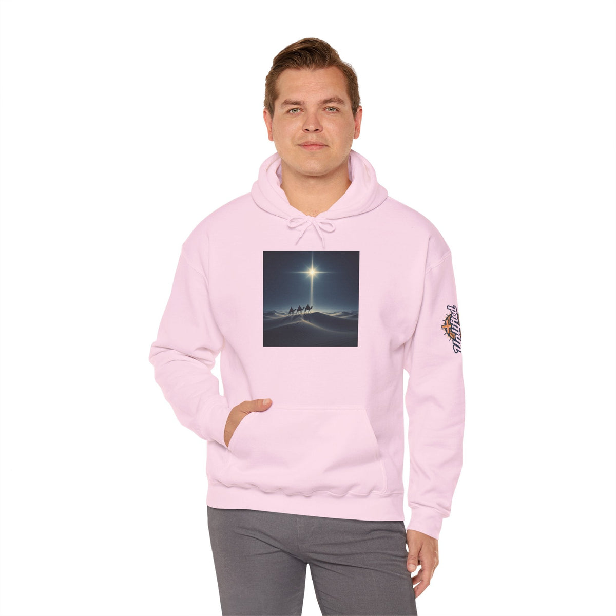 3 Wise Men Hoodie – Magi Camels Nativity Journey Christian Christmas Sweatshirt for Epiphany Faith & Holy Night Printify
