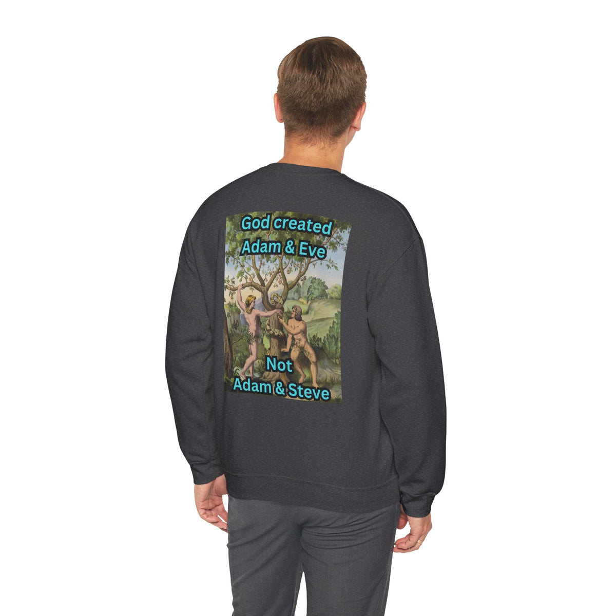God Created Adam and Eve Sweatshirt – Biblical Truth Christian Sweatshirt for Unshakable Faith Printify