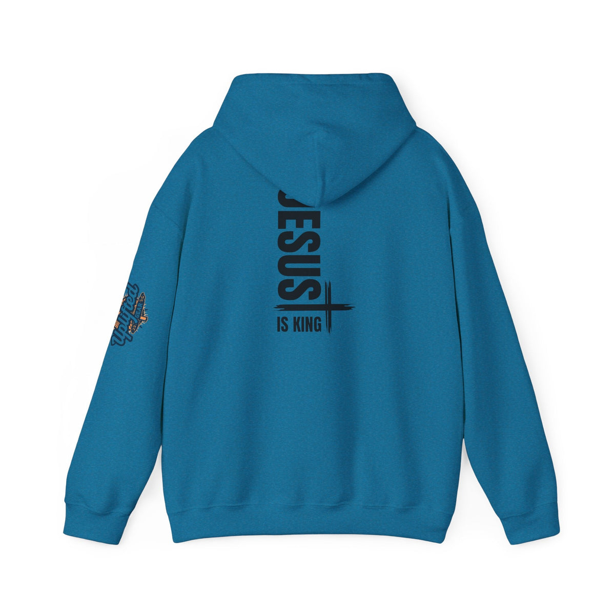 Jesus Is King Hoodie | Modern Typographic Cross Christian Hoodie Printify