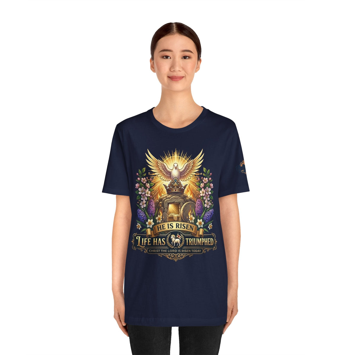 He Is Risen "Life Has Triumphed" T-Shirt — Easter Resurrection Christian Tee Printify