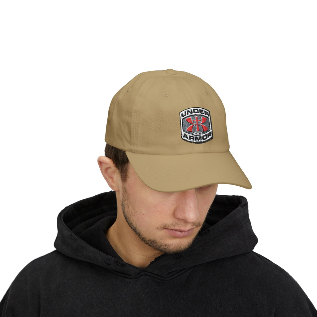 Under Armor Classic Dad Cap - Embroidered White Baseball Hat Printify