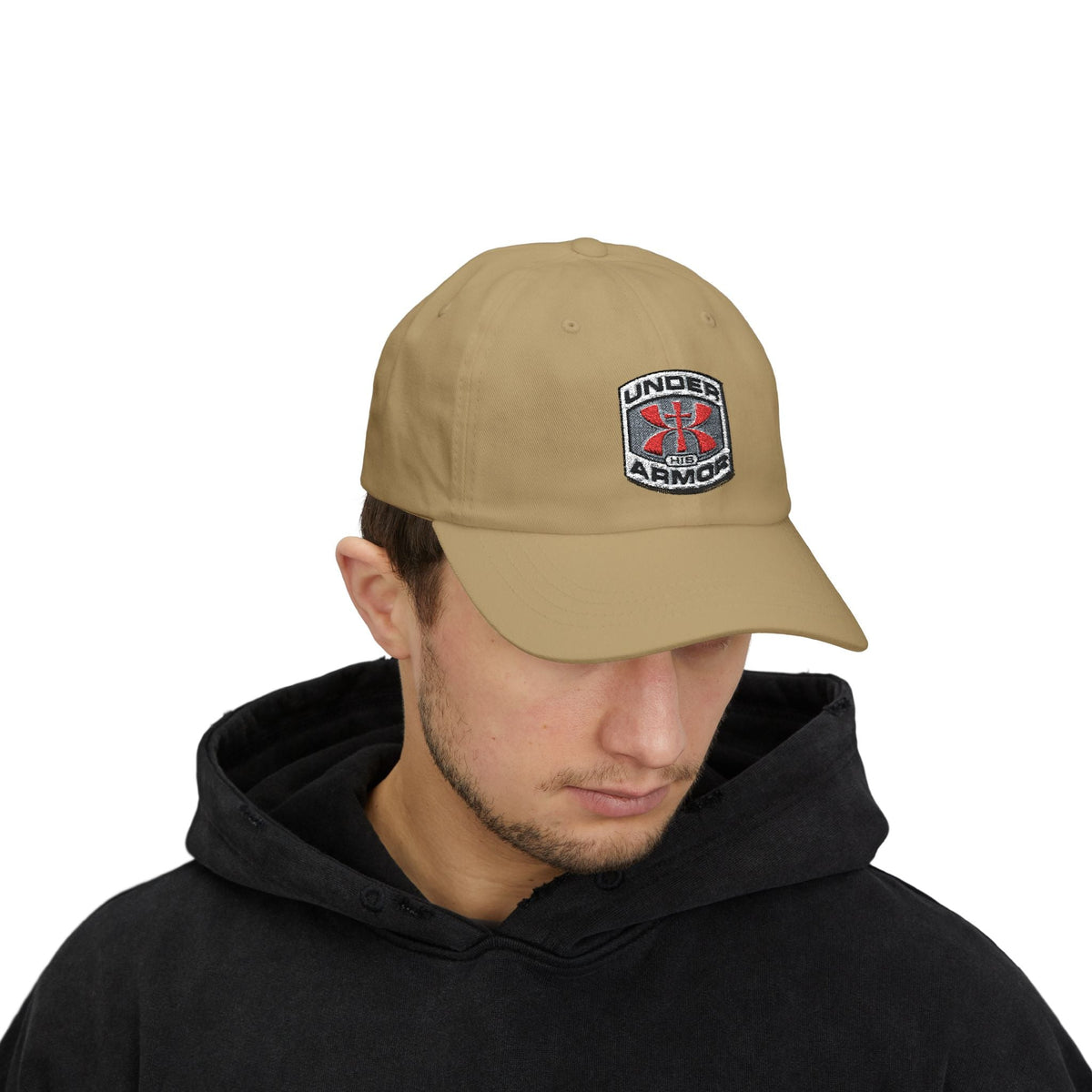 Under Armor Classic Dad Cap - Embroidered White Baseball Hat Printify