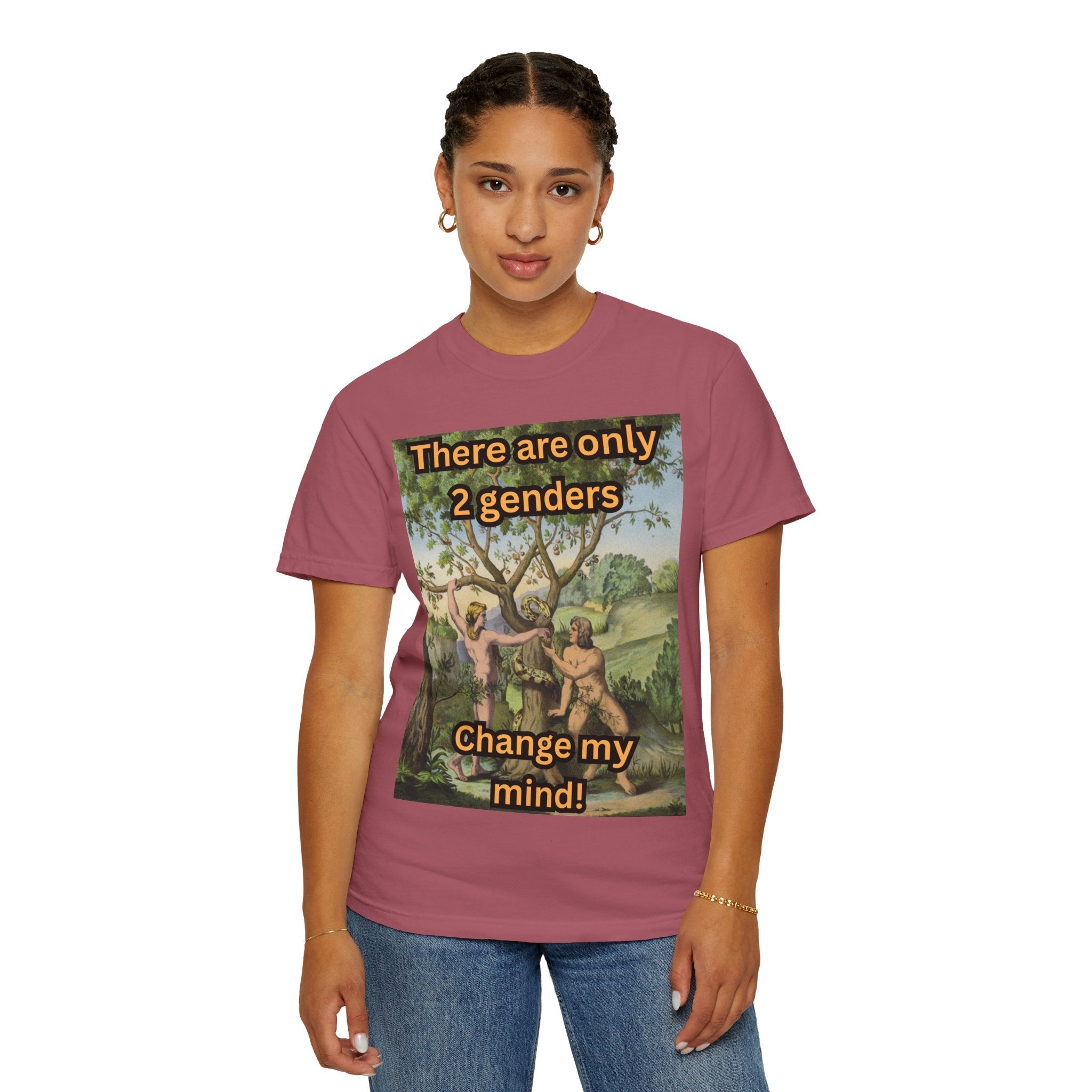 There Are Only 2 Genders T-Shirt – Adam & Eve Cross Christian Tee for Bold Faith Printify