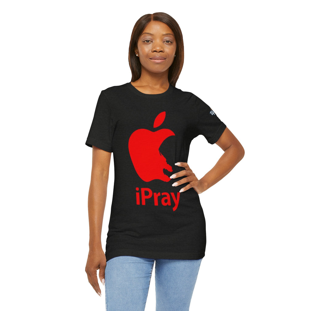 iPray Red Apple Christian T-Shirt — Faith Graphic Tee Printify