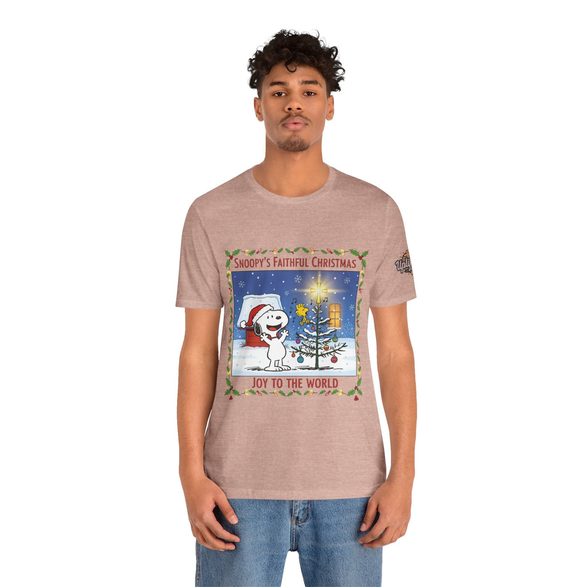 🎄 Faithful Christmas Friends – Christian Holiday T-Shirt | Festive Tree & Cartoon Duo | Heartwarming Christmas Tee by Uplifted Gear Printify