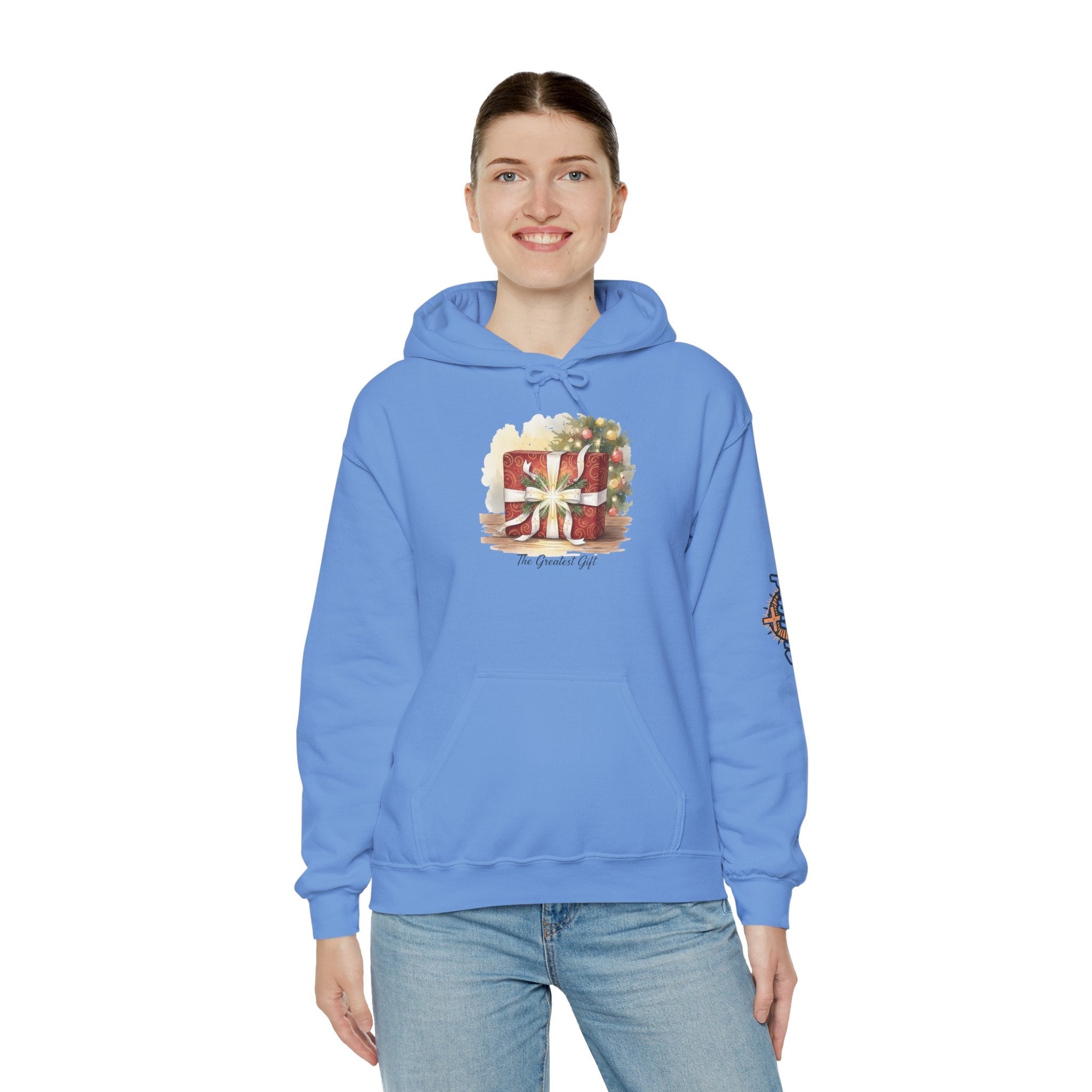 The Greatest Gift Hoodie – Cross Bow Present Christian Hoodie for Christmas Salvation & Eternal Faith Printify