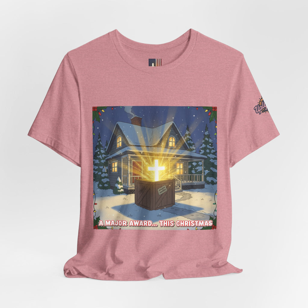 A Major Award This Christmas T-shirt – Fragile Leg Lamp Parody Cross Unboxing Christian T-shirt for Hilarious Faith & Holiday Glow Printify