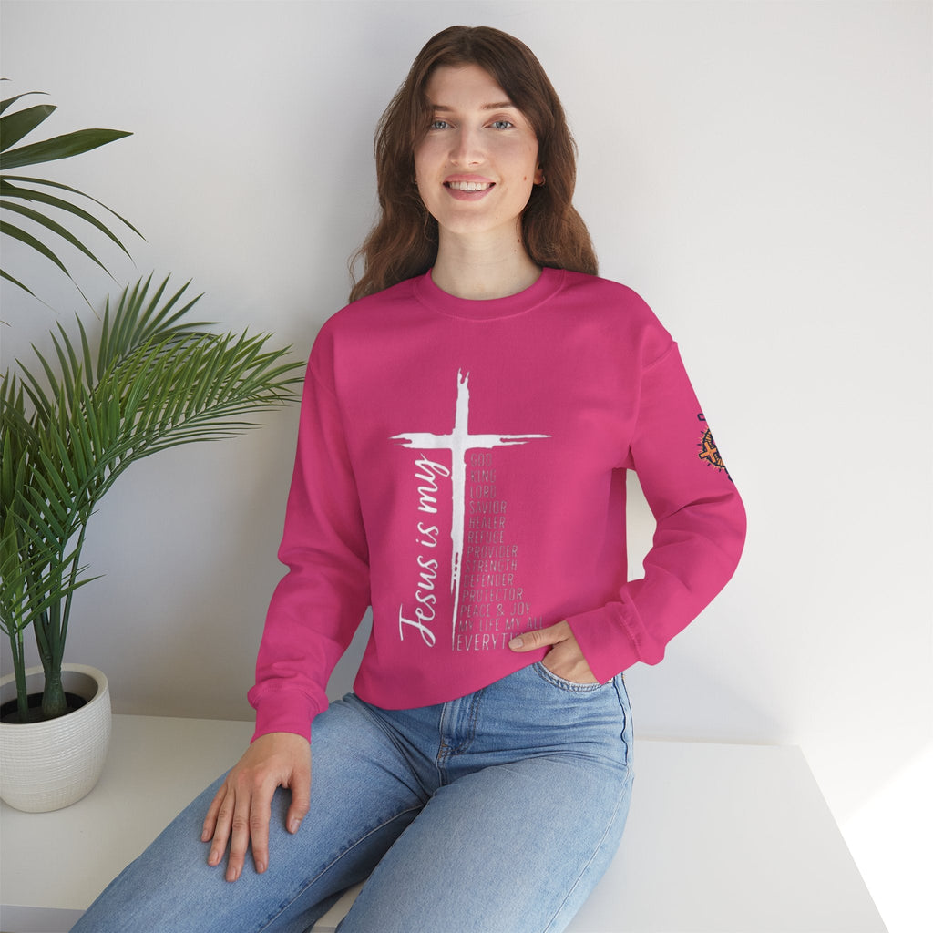 Jesus Is My Everything Sweatshirt – Cross List God King Lord Savior Christian Sweatshirt for Total Surrender Faith Printify