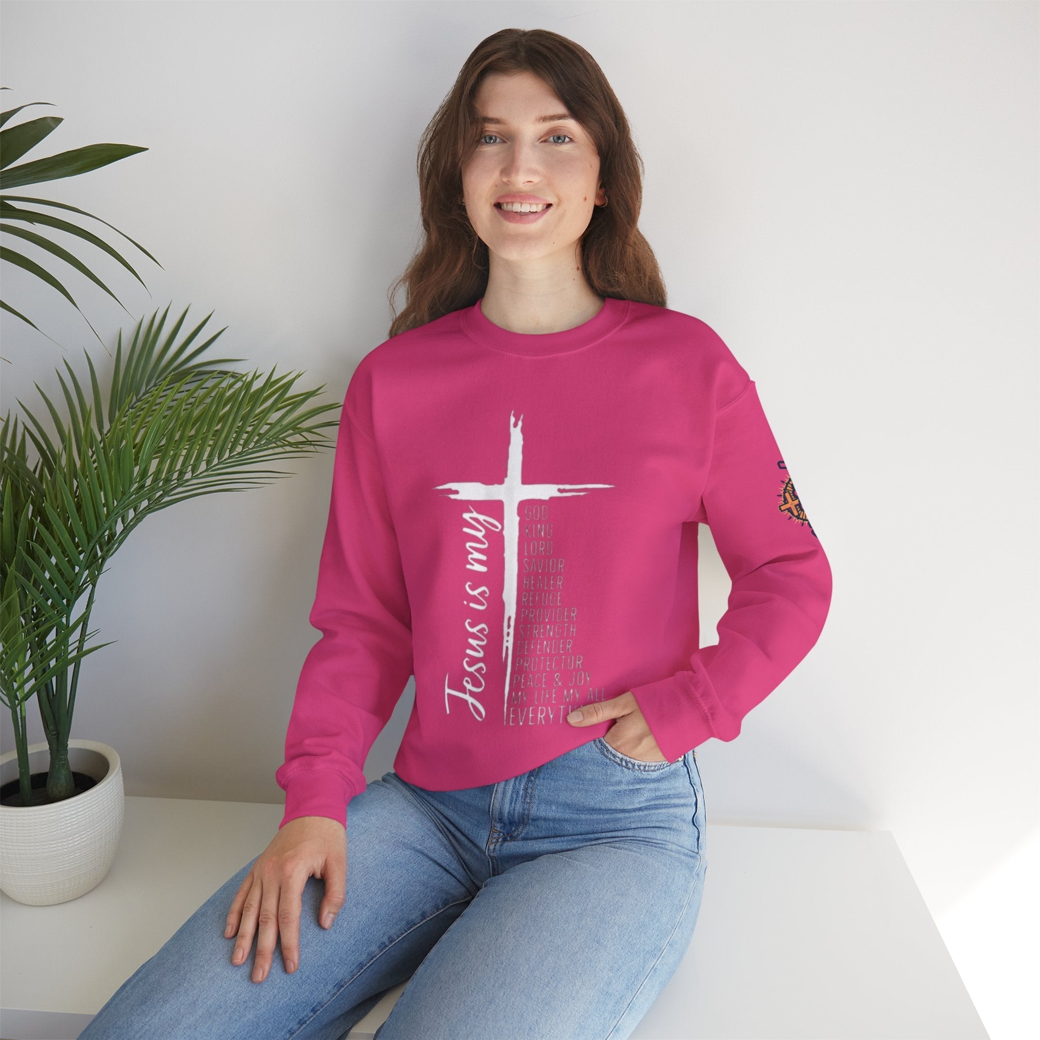 Jesus Is My Everything Sweatshirt – Cross List God King Lord Savior Christian Sweatshirt for Total Surrender Faith Printify